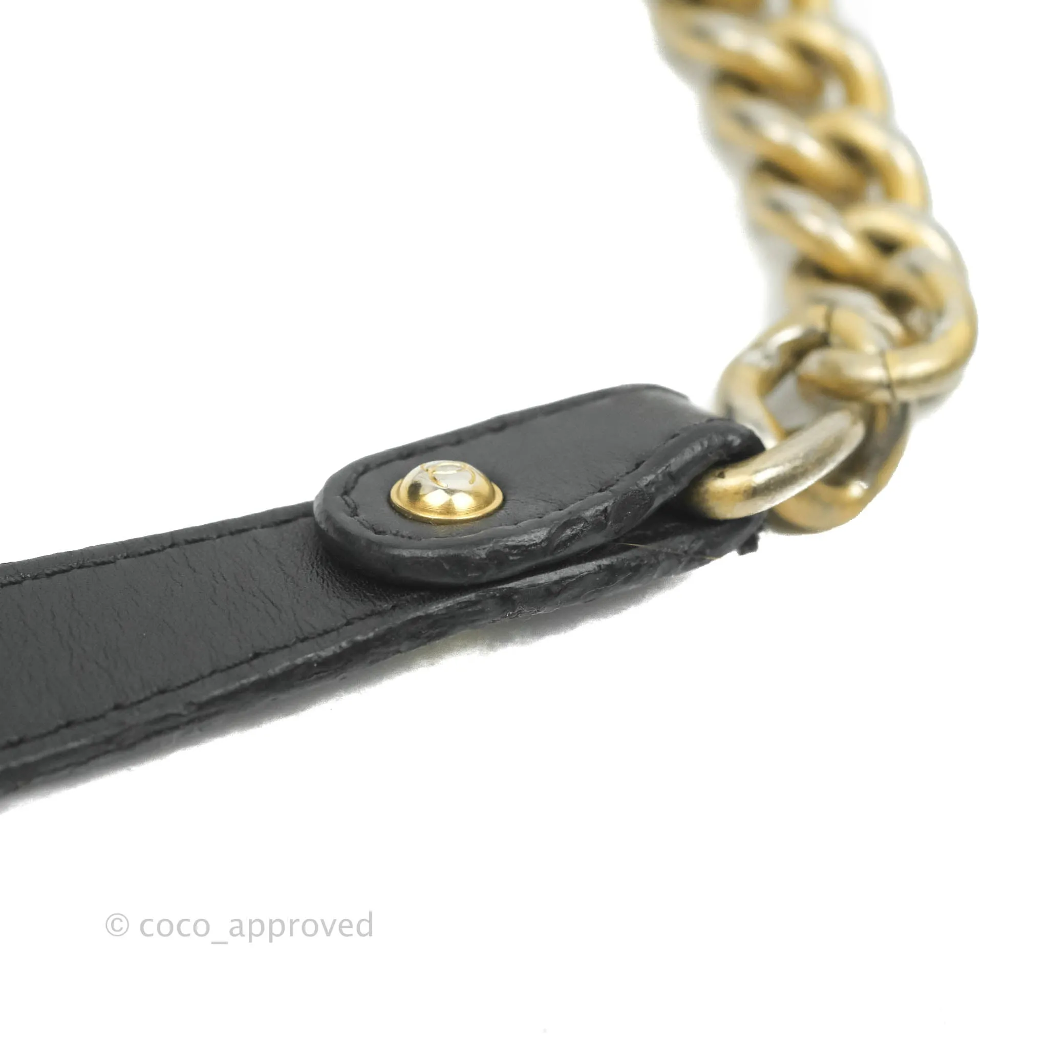 Chanel Quilted Medium Boy With Handle Black Calfskin Aged Gold Hardware