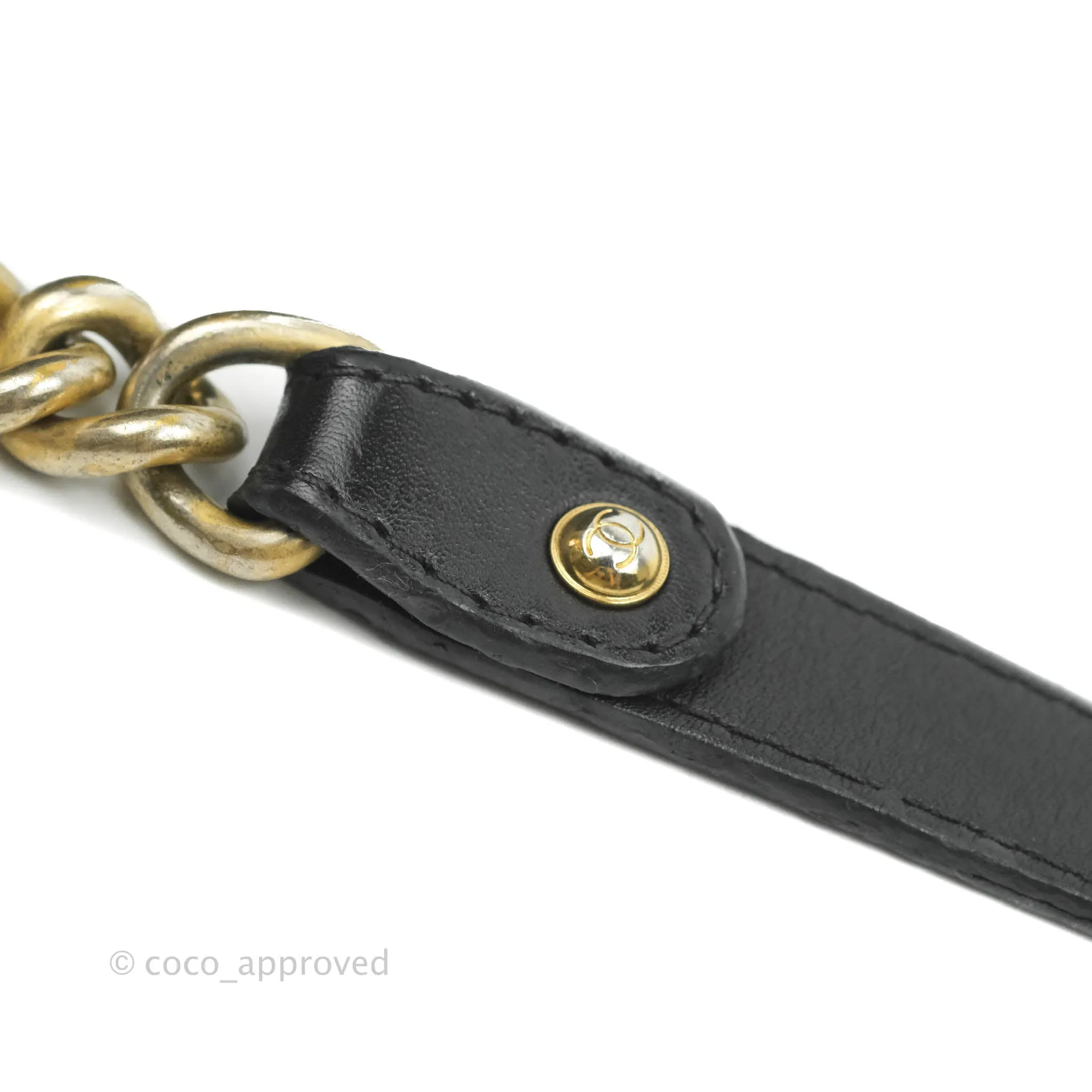Chanel Quilted Medium Boy With Handle Black Calfskin Aged Gold Hardware