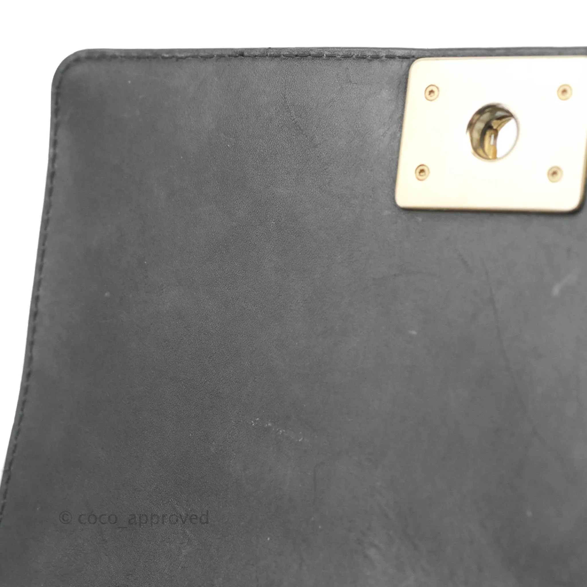 Chanel Quilted Medium Boy With Handle Black Calfskin Aged Gold Hardware