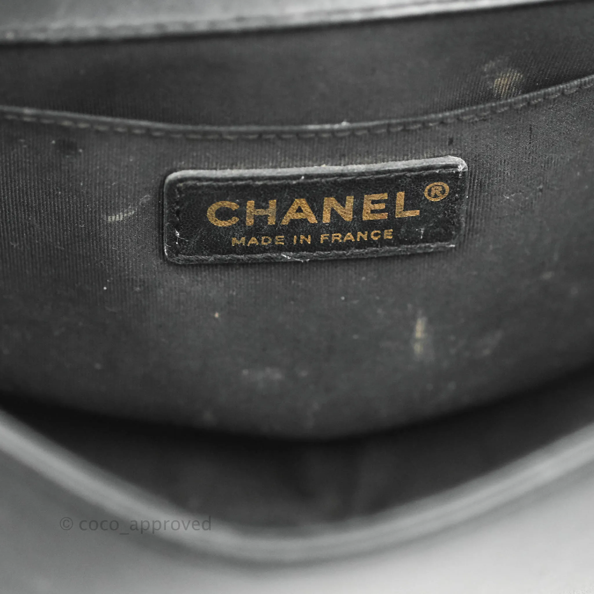 Chanel Quilted Medium Boy With Handle Black Calfskin Aged Gold Hardware