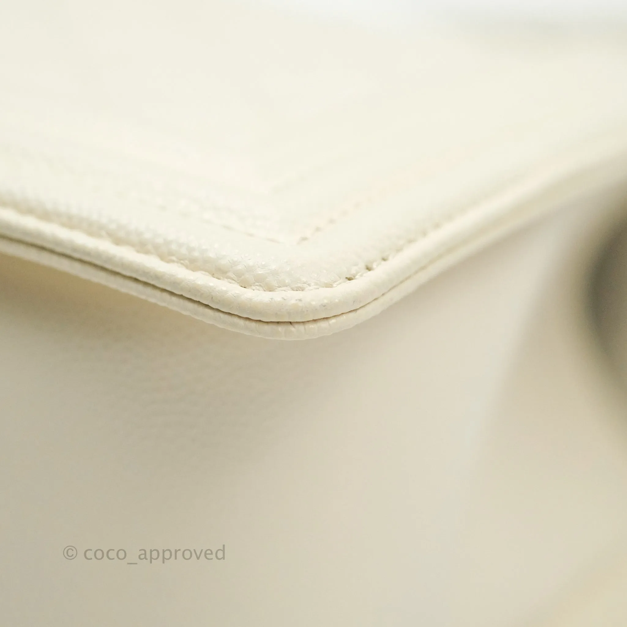 Chanel Quilted Medium Caviar Ivory Boy Flap Ruthenium Hardware