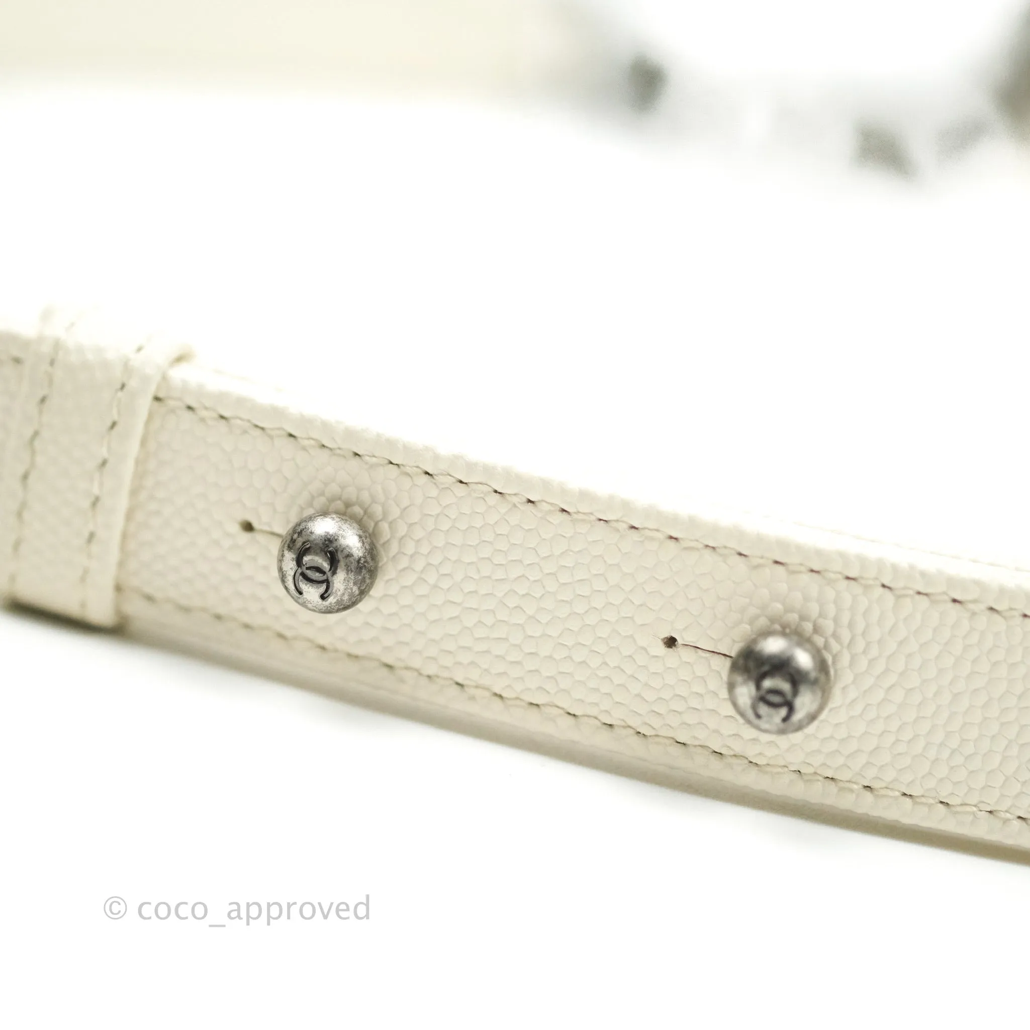 Chanel Quilted Medium Caviar Ivory Boy Flap Ruthenium Hardware