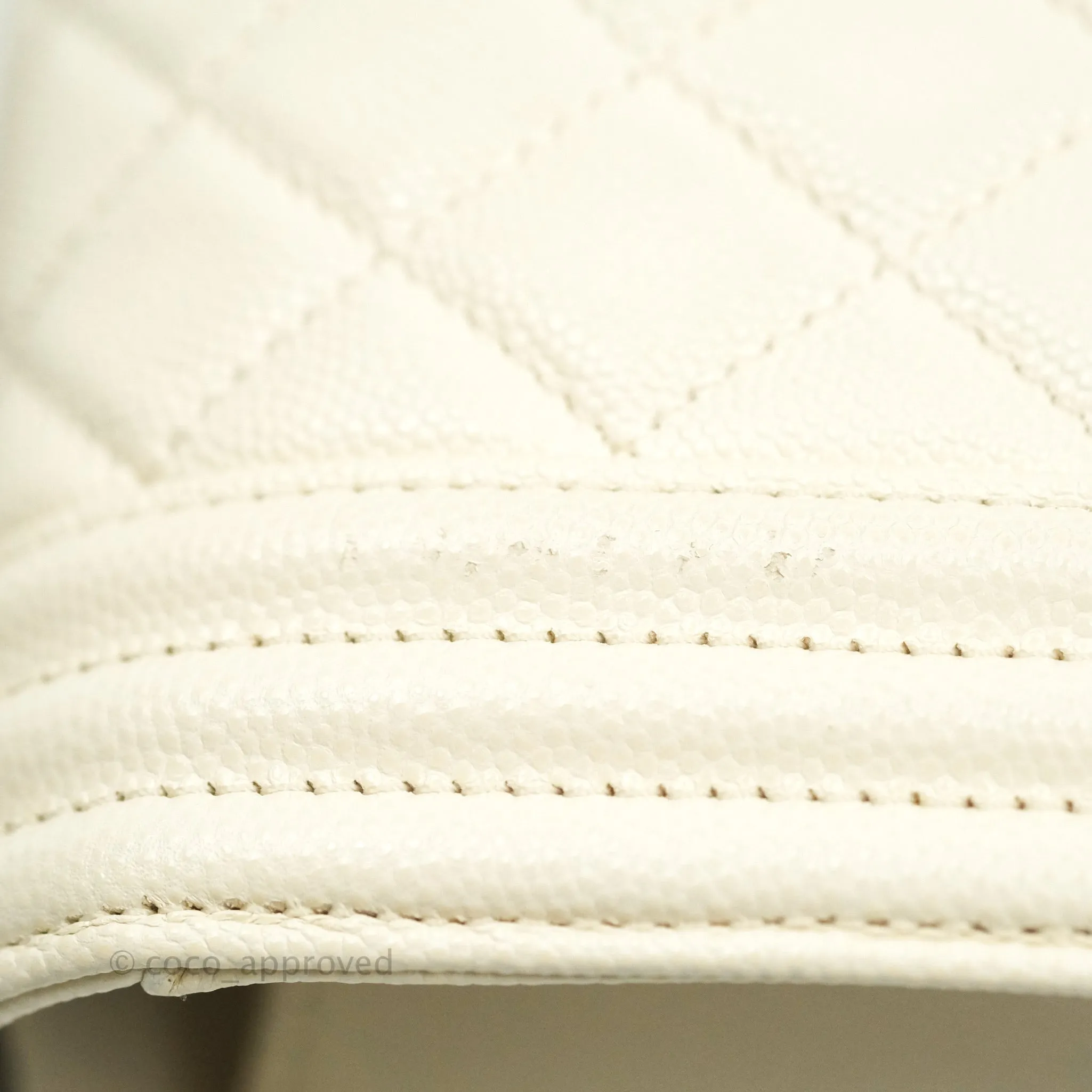Chanel Quilted Medium Caviar Ivory Boy Flap Ruthenium Hardware