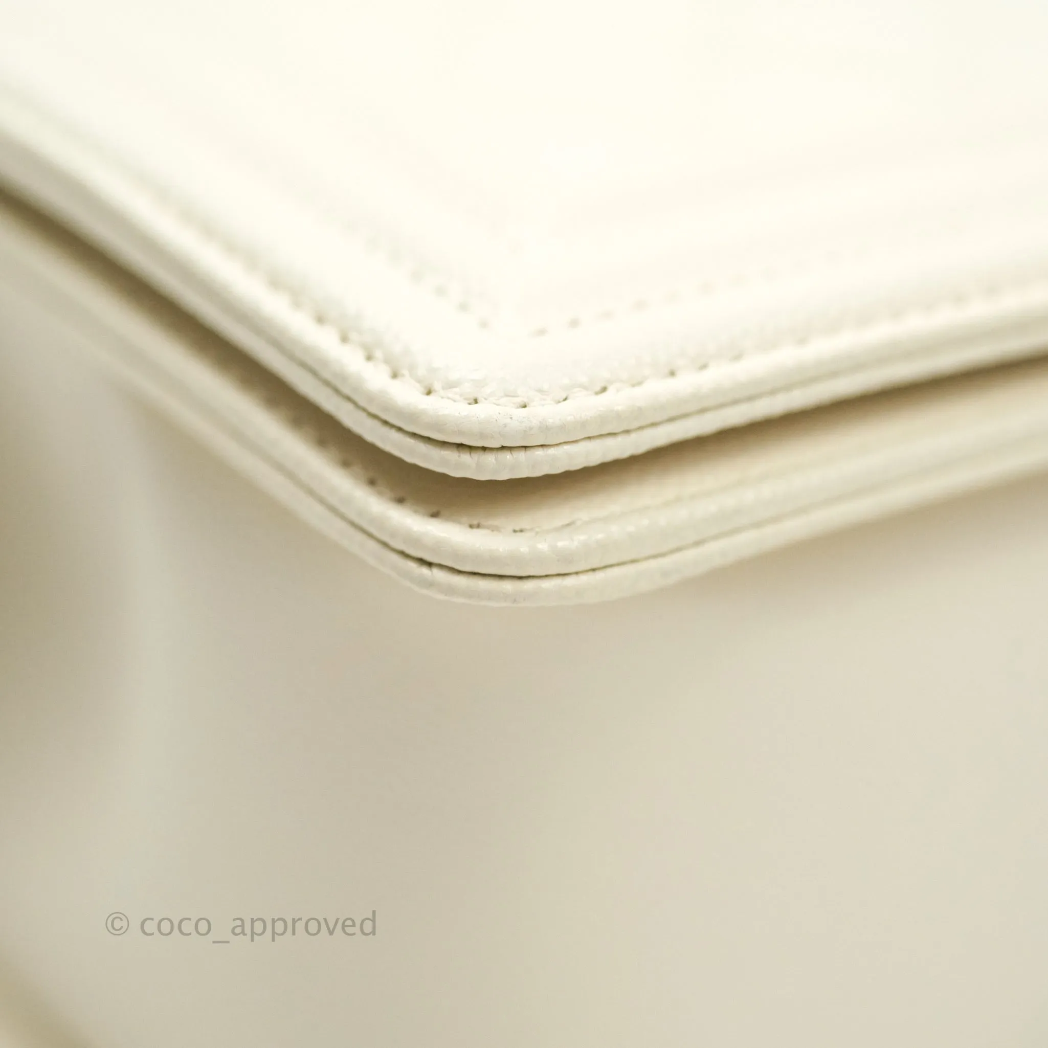 Chanel Quilted Medium Caviar Ivory Boy Flap Ruthenium Hardware