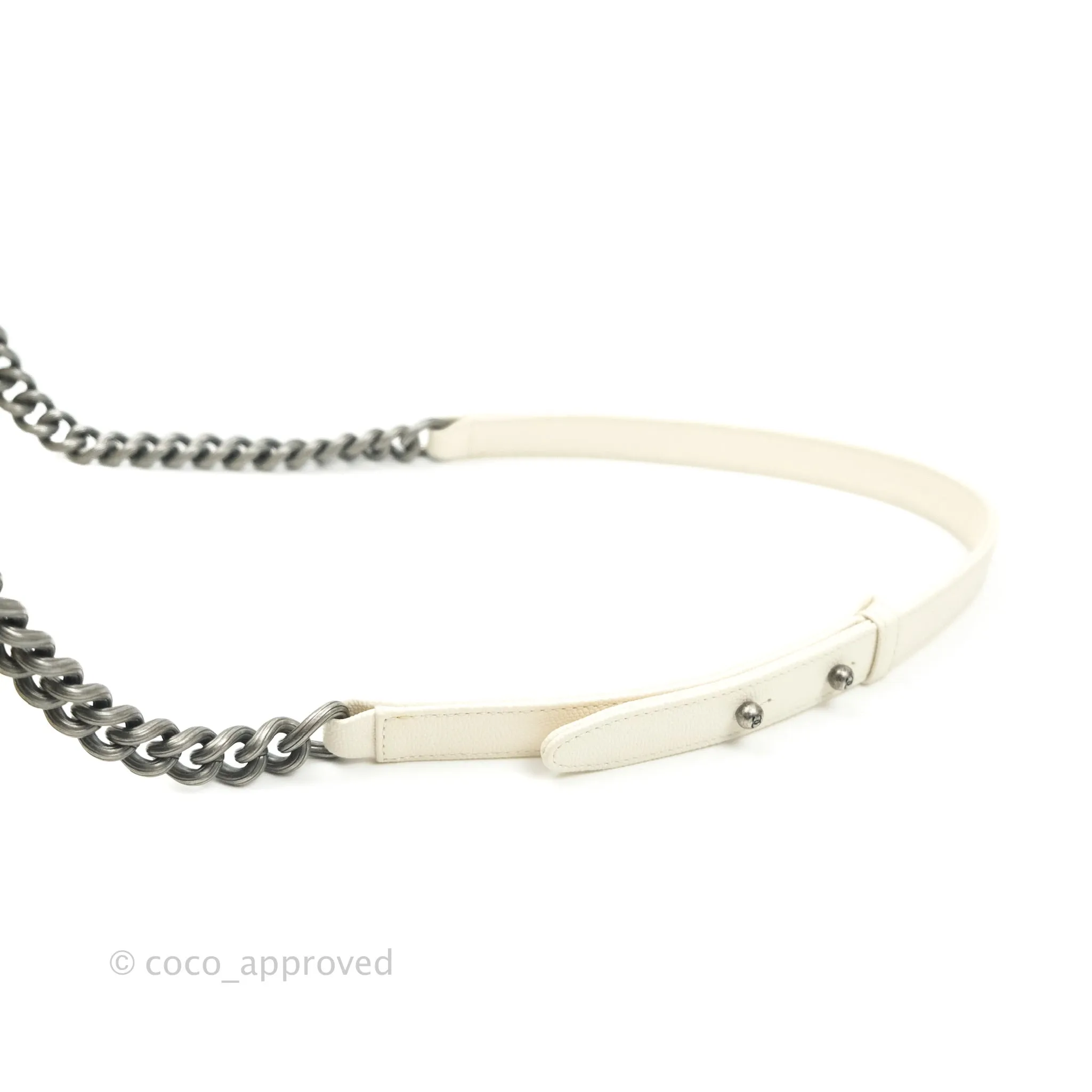 Chanel Quilted Medium Caviar Ivory Boy Flap Ruthenium Hardware