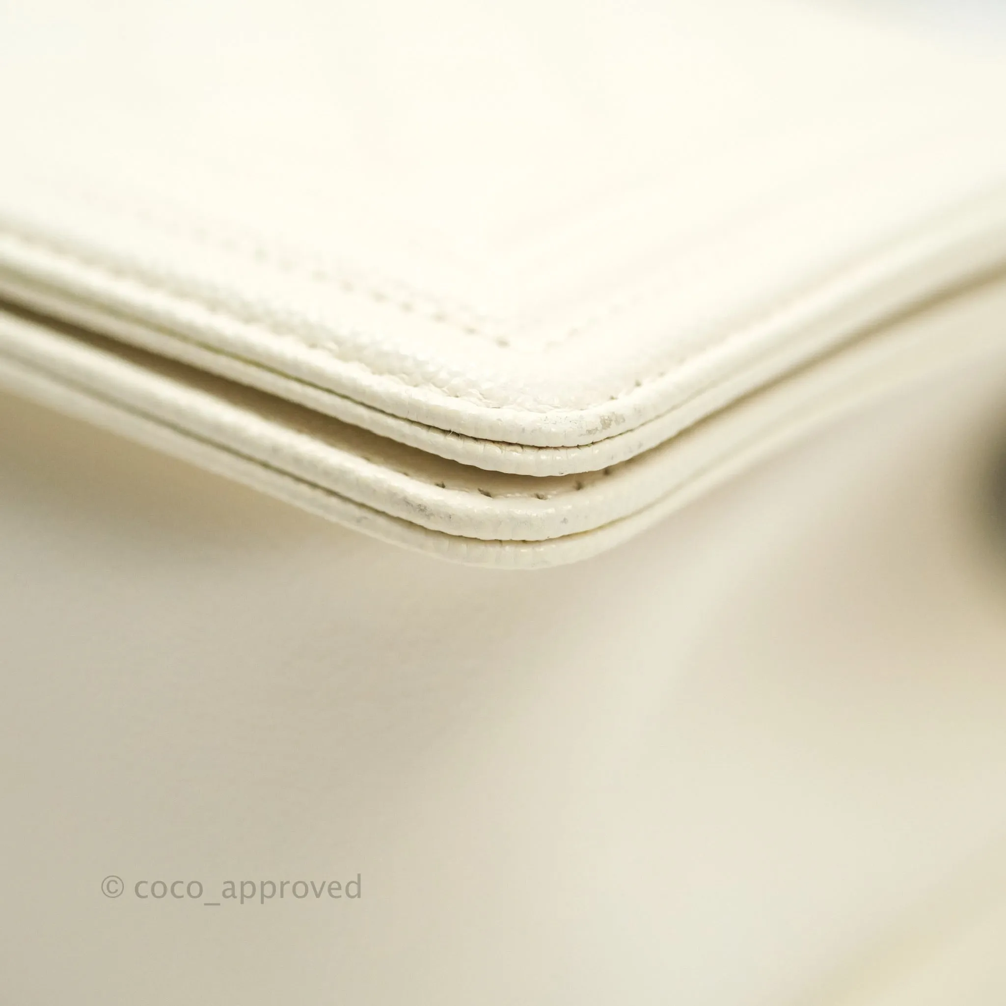 Chanel Quilted Medium Caviar Ivory Boy Flap Ruthenium Hardware