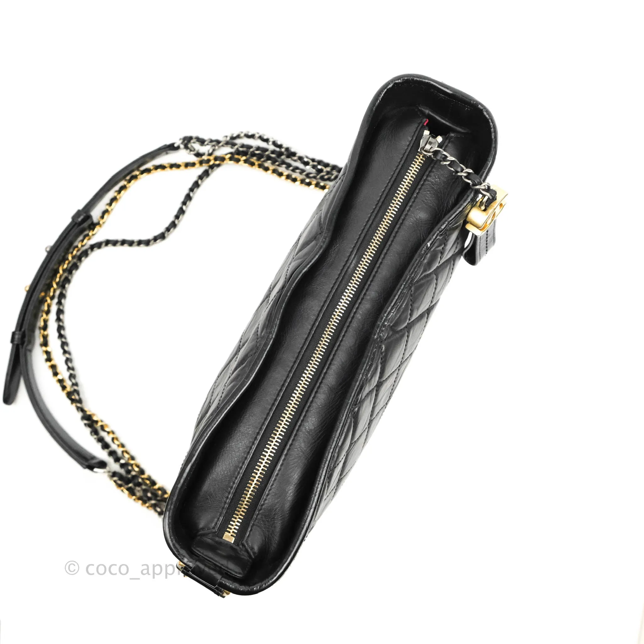Chanel Quilted Medium Gabrielle Hobo Black Aged Calfskin Mixed Hardware