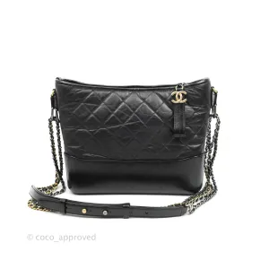 Chanel Quilted Medium Gabrielle Hobo Black Aged Calfskin Mixed Hardware