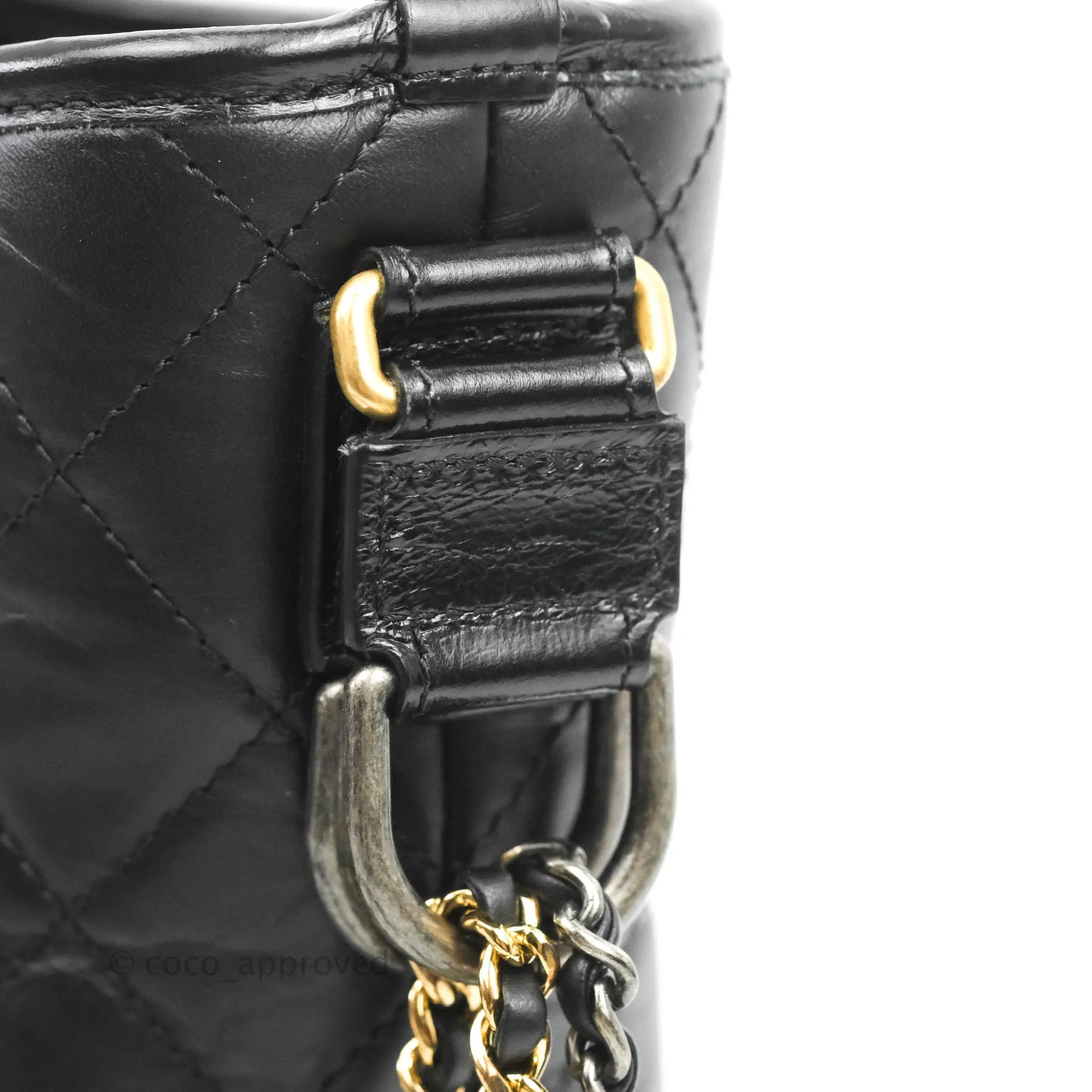 Chanel Quilted Medium Gabrielle Hobo Black Aged Calfskin Mixed Hardware