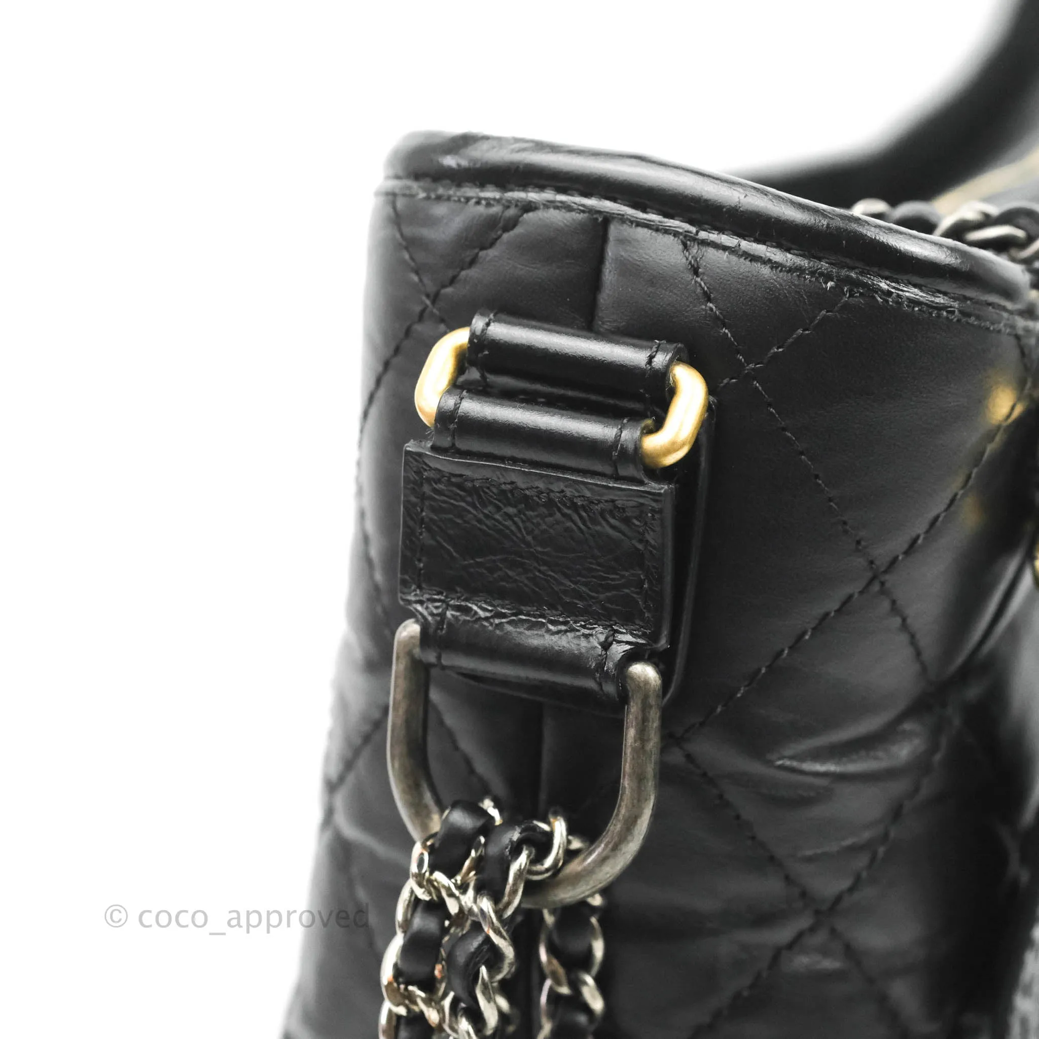Chanel Quilted Medium Gabrielle Hobo Black Aged Calfskin Mixed Hardware
