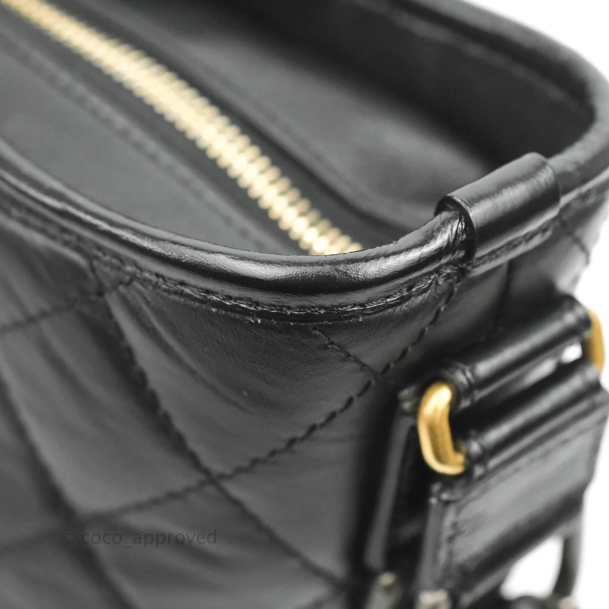 Chanel Quilted Medium Gabrielle Hobo Black Aged Calfskin Mixed Hardware