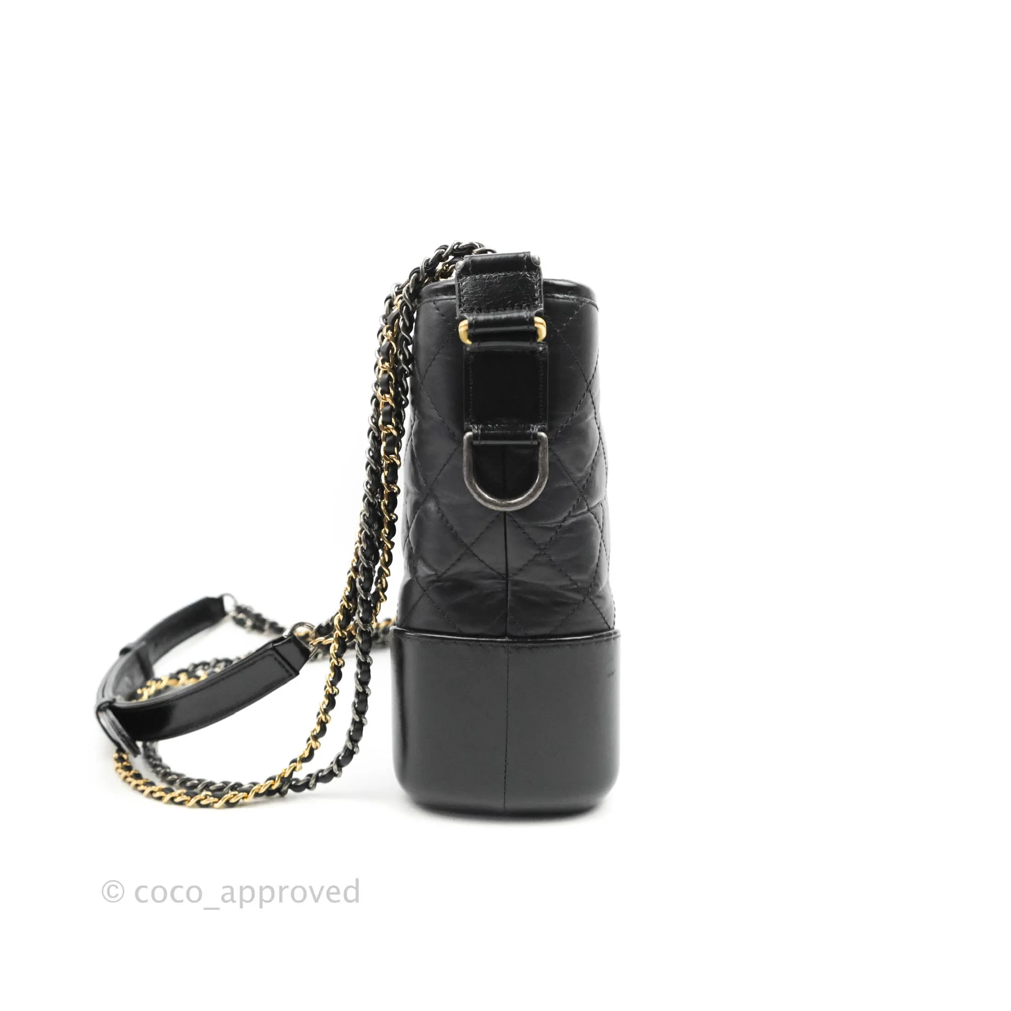 Chanel Quilted Medium Gabrielle Hobo Black Aged Calfskin Mixed Hardware
