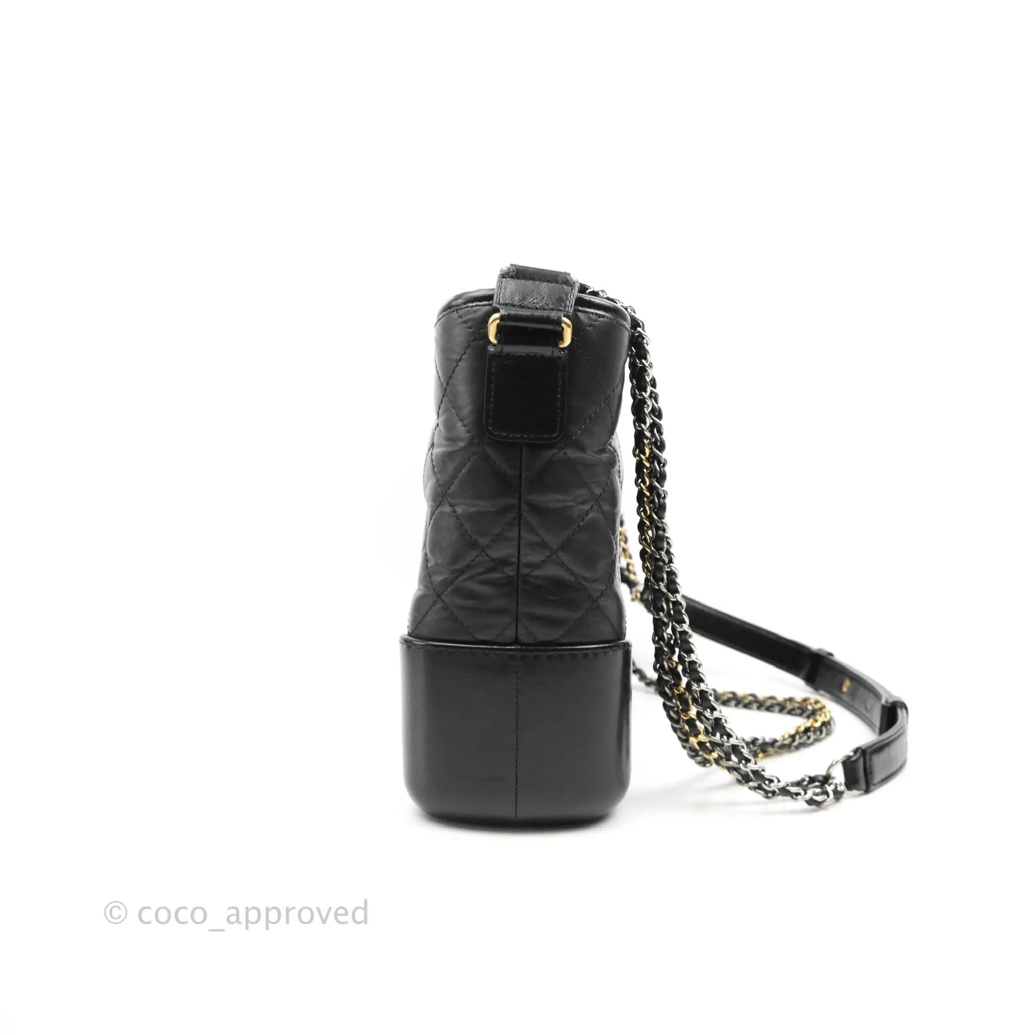 Chanel Quilted Medium Gabrielle Hobo Black Aged Calfskin Mixed Hardware