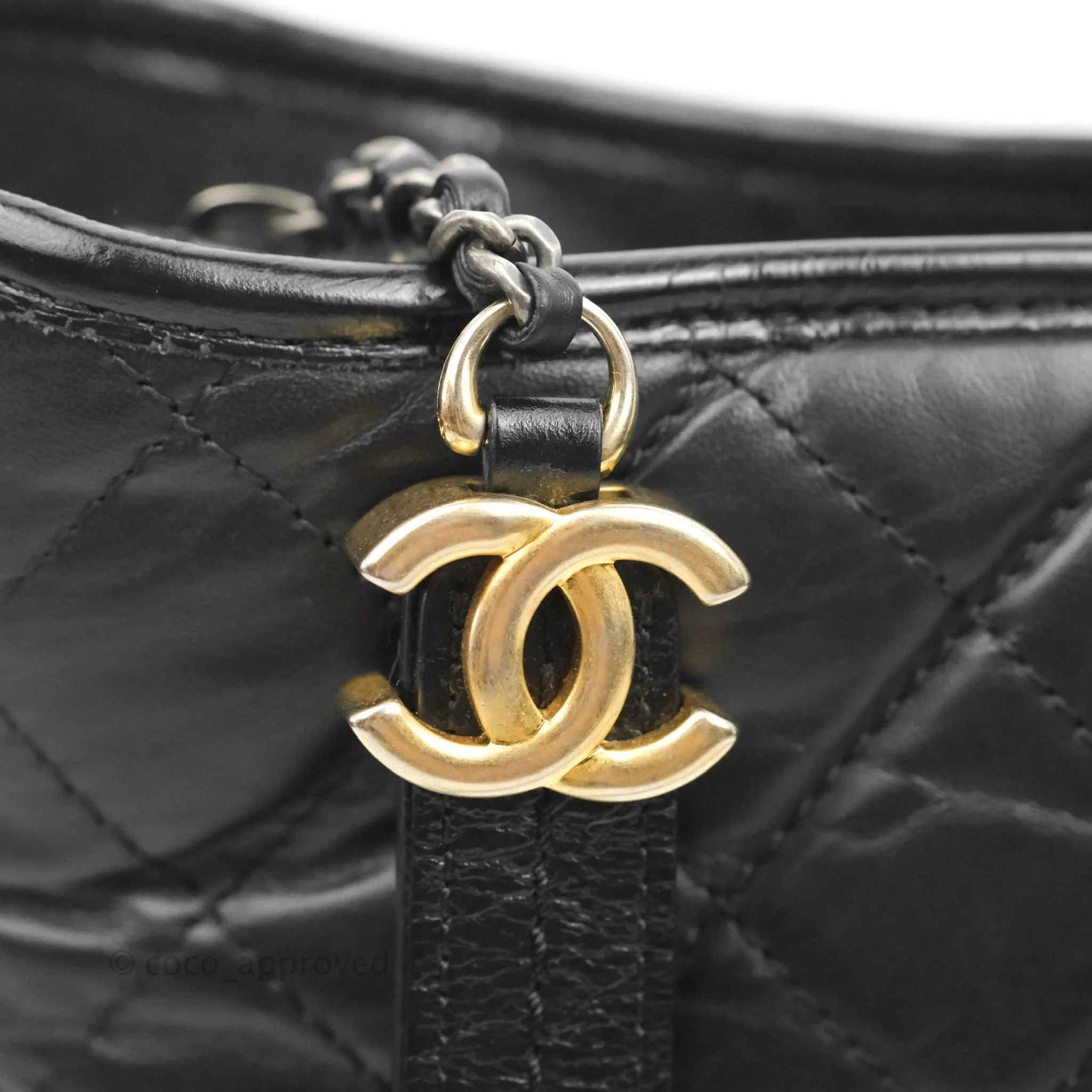 Chanel Quilted Medium Gabrielle Hobo Black Aged Calfskin Mixed Hardware