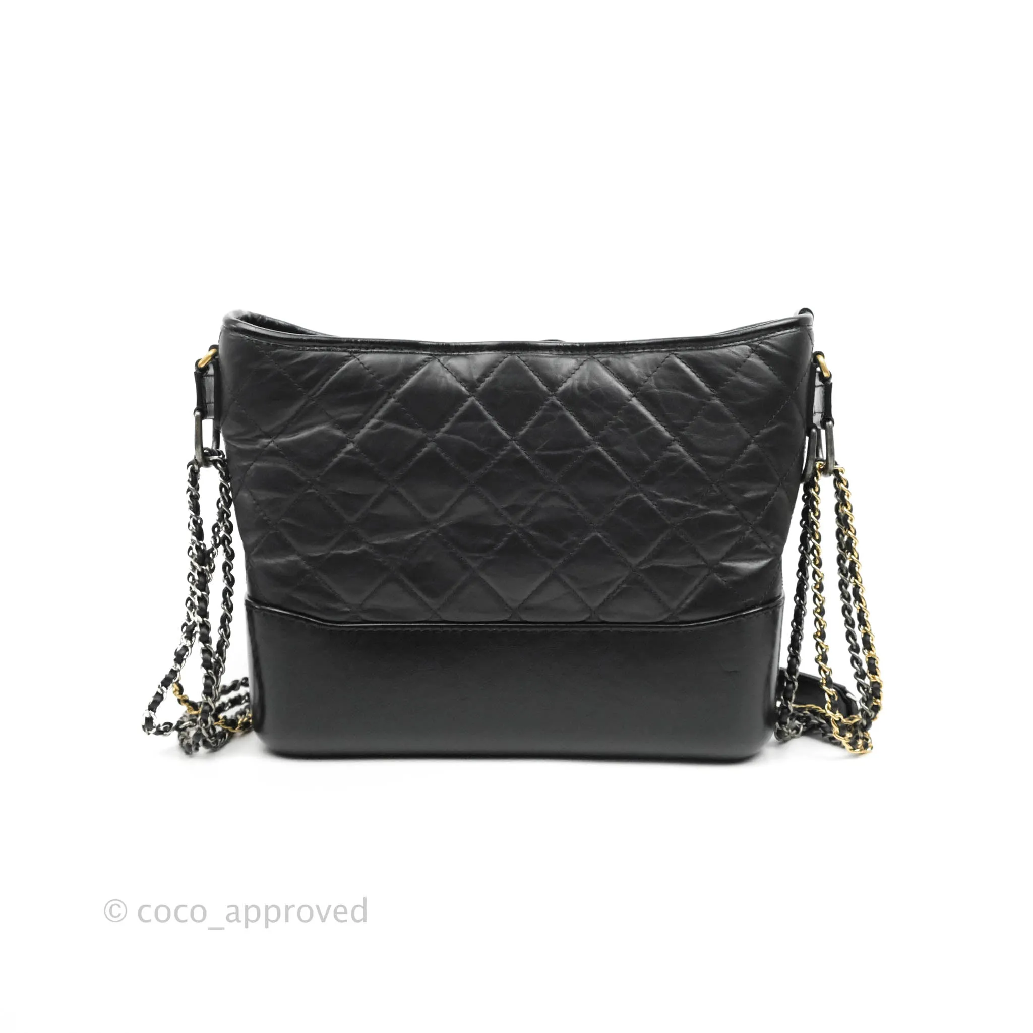 Chanel Quilted Medium Gabrielle Hobo Black Aged Calfskin Mixed Hardware