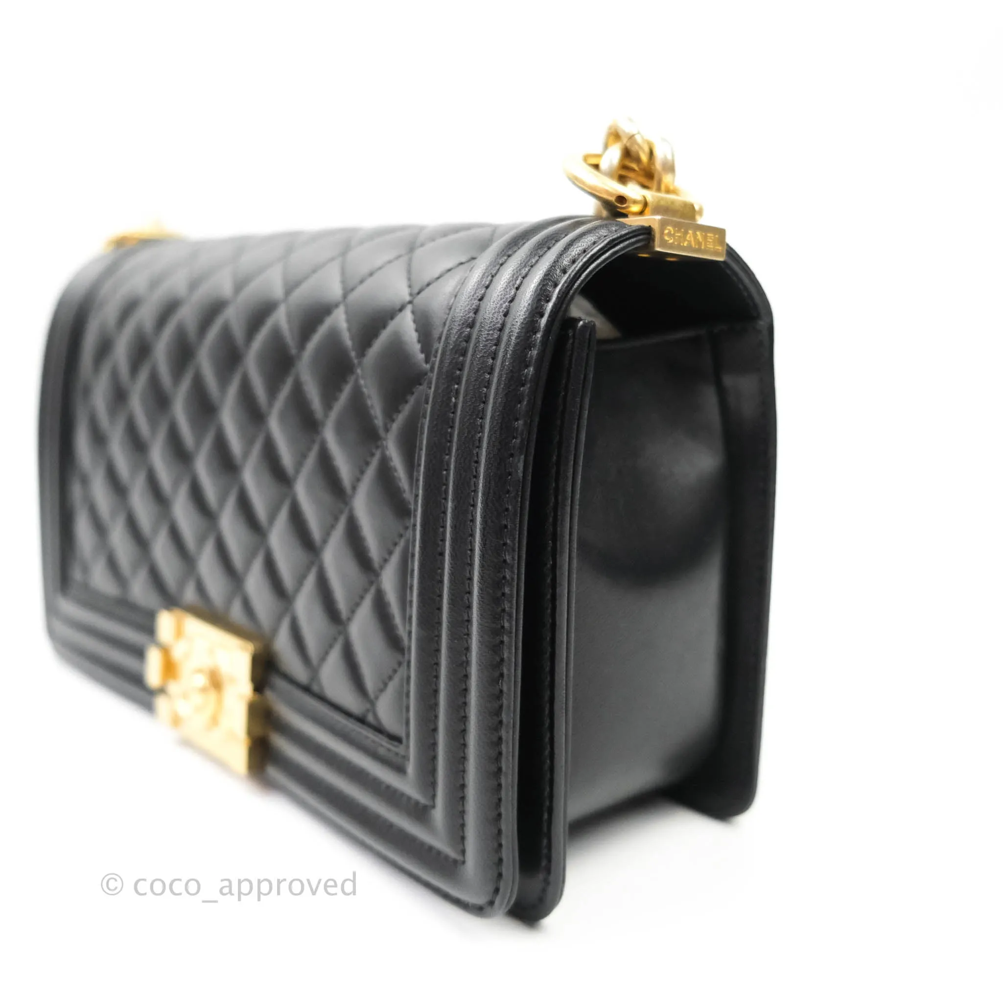 Chanel Quilted Medium Lambskin Boy Flap Aged Gold Hardware
