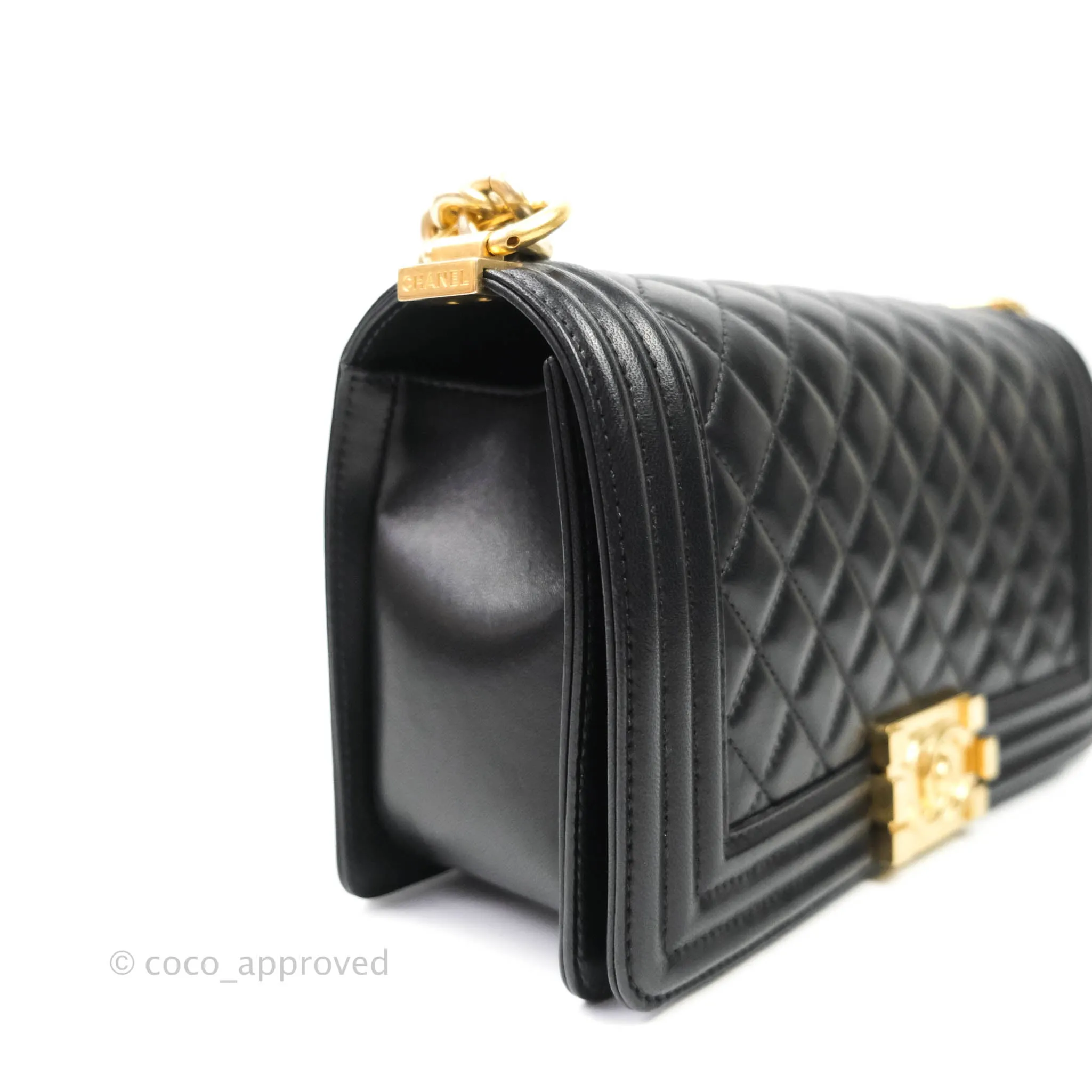Chanel Quilted Medium Lambskin Boy Flap Aged Gold Hardware