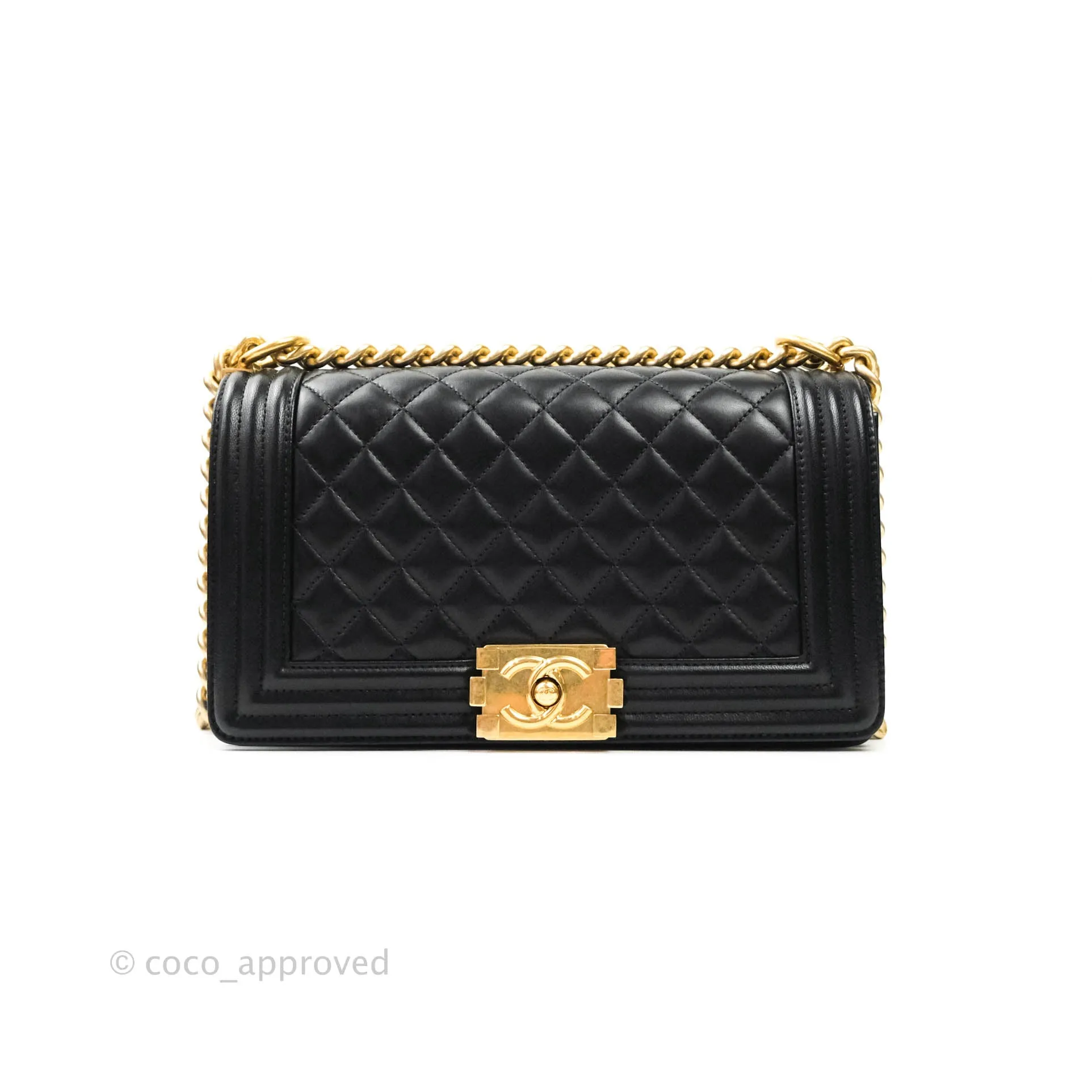 Chanel Quilted Medium Lambskin Boy Flap Aged Gold Hardware