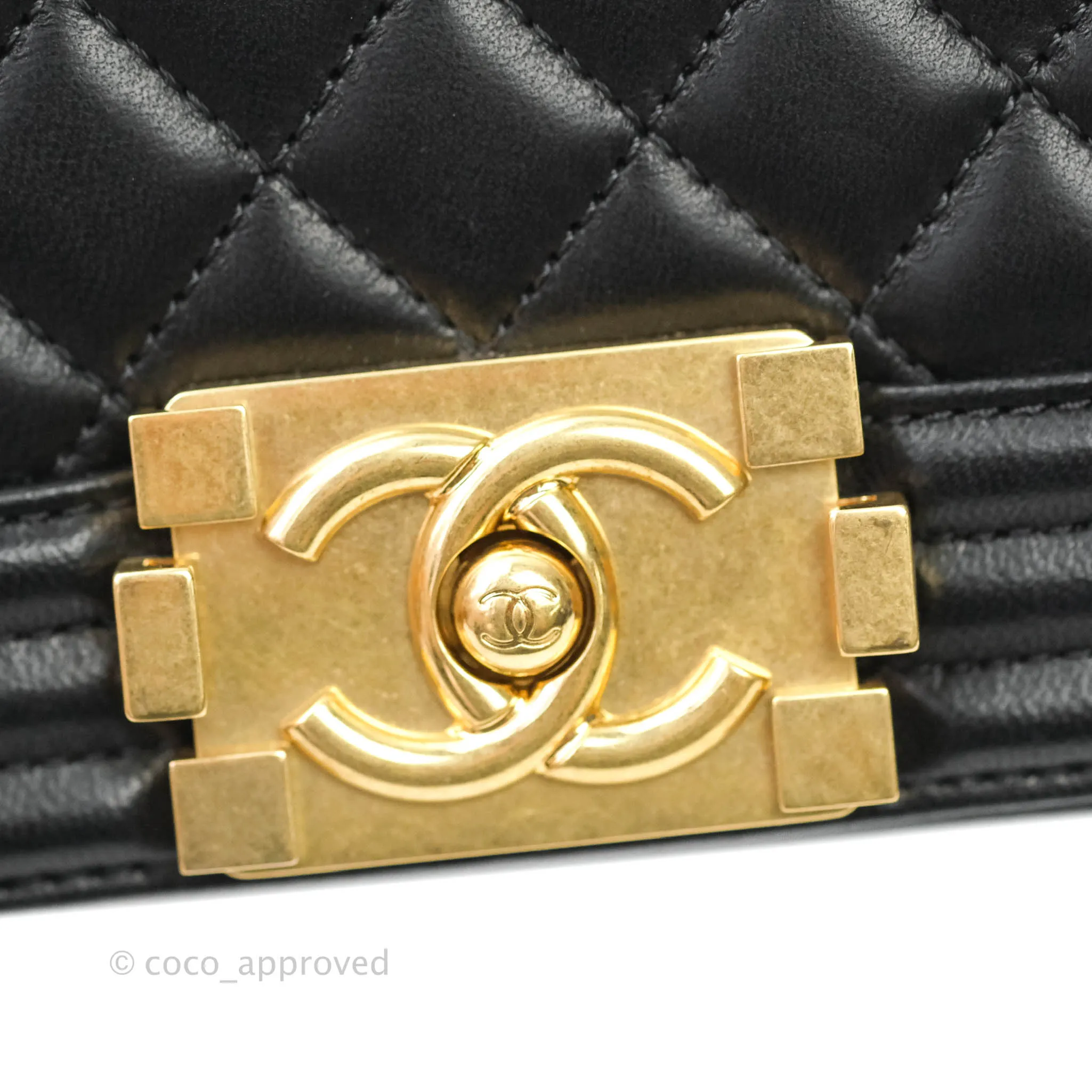 Chanel Quilted Medium Lambskin Boy Flap Aged Gold Hardware