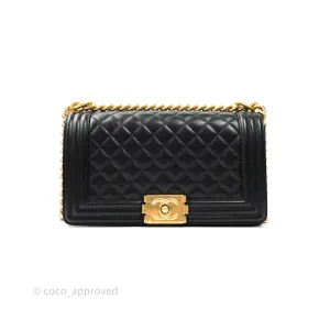 Chanel Quilted Medium Lambskin Boy Flap Aged Gold Hardware