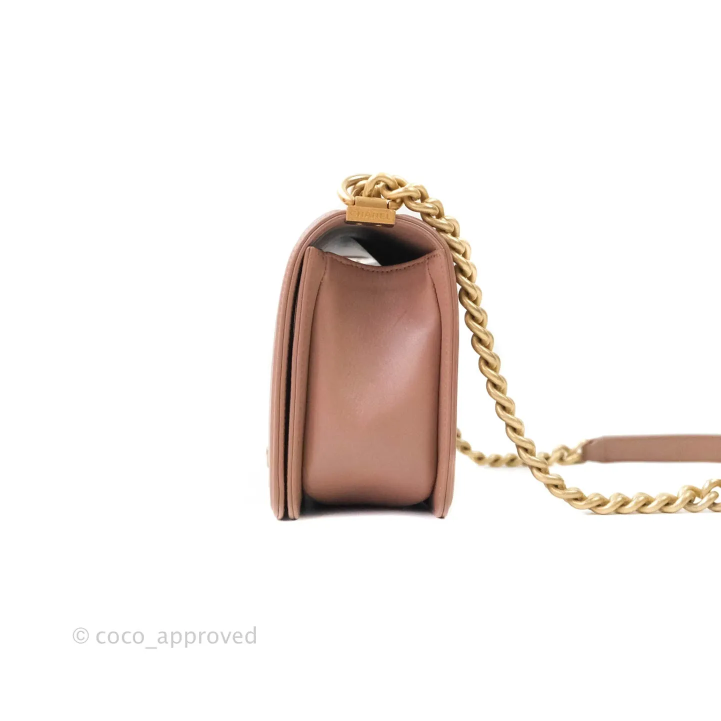 Chanel Quilted Medium Lambskin Boy Flap Pink Aged Gold Hardware
