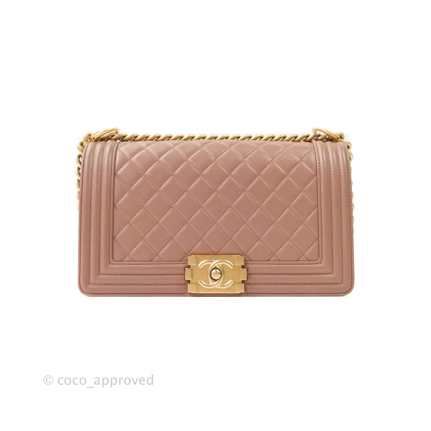 Chanel Quilted Medium Lambskin Boy Flap Pink Aged Gold Hardware