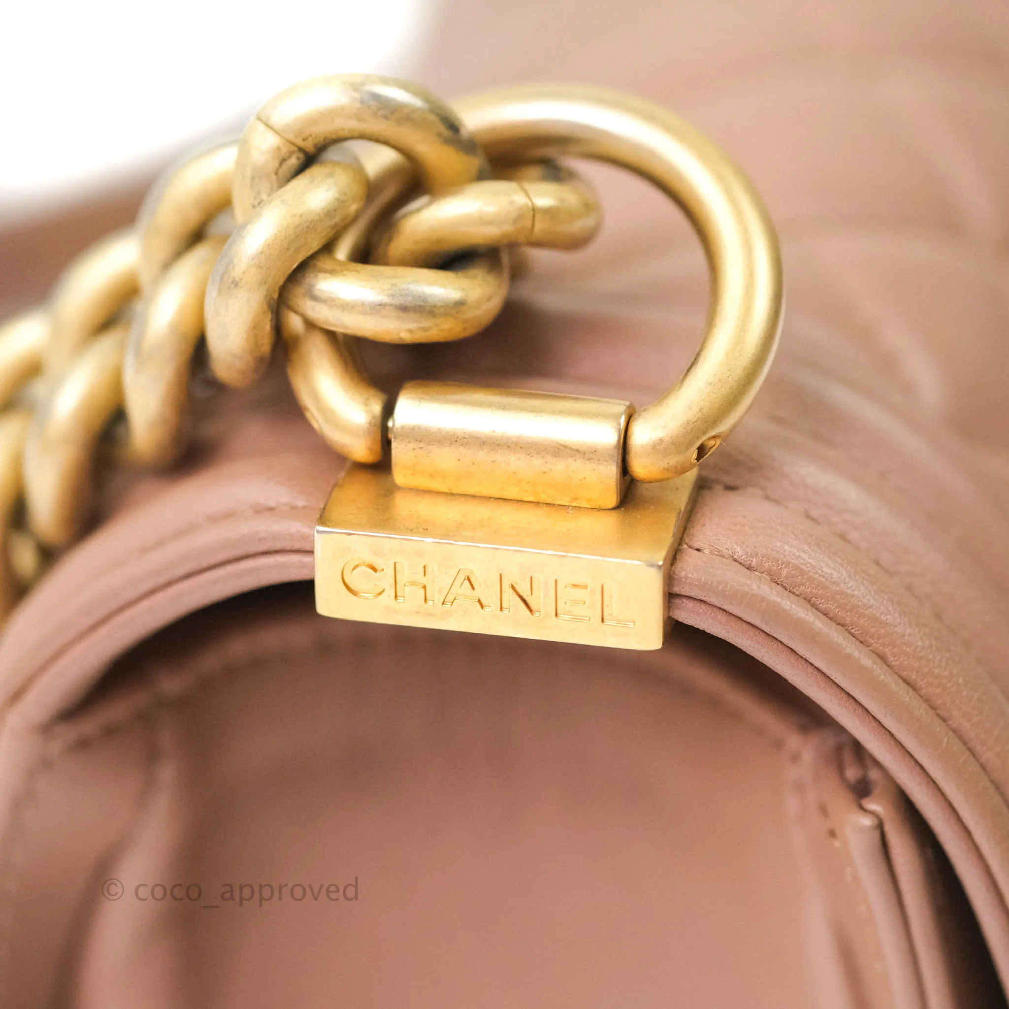 Chanel Quilted Medium Lambskin Boy Flap Pink Aged Gold Hardware