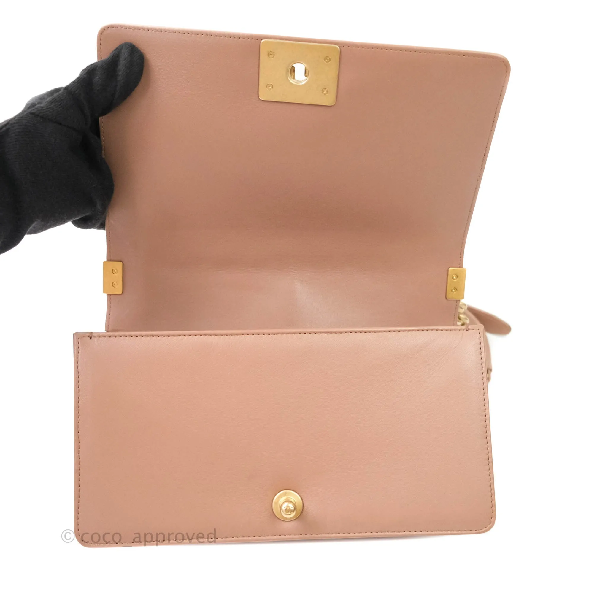 Chanel Quilted Medium Lambskin Boy Flap Pink Aged Gold Hardware