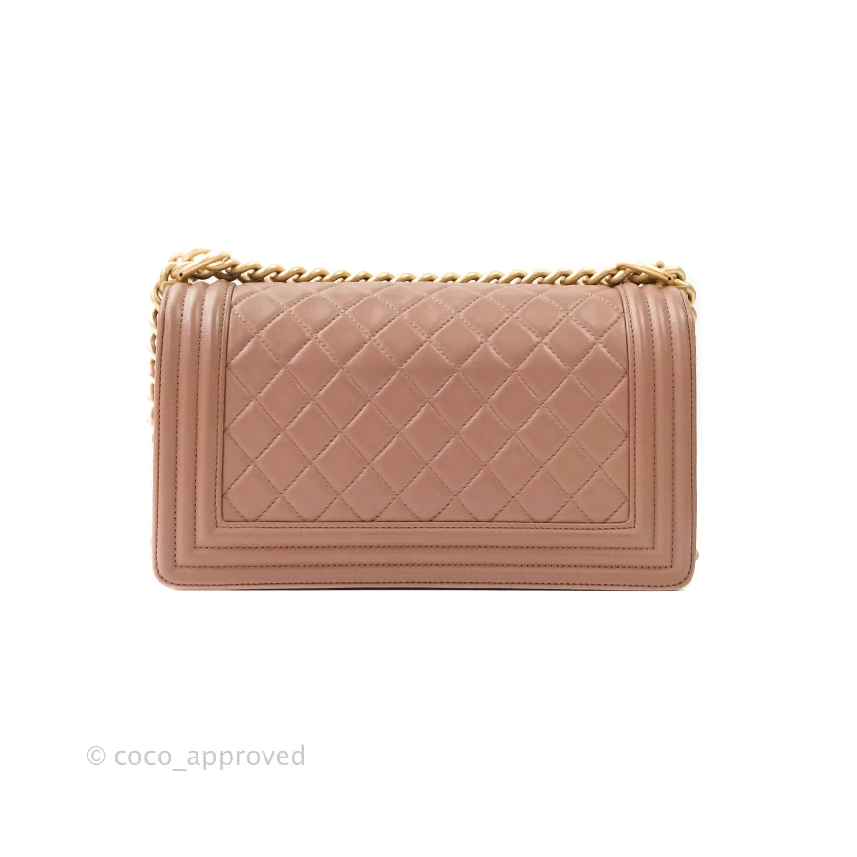 Chanel Quilted Medium Lambskin Boy Flap Pink Aged Gold Hardware