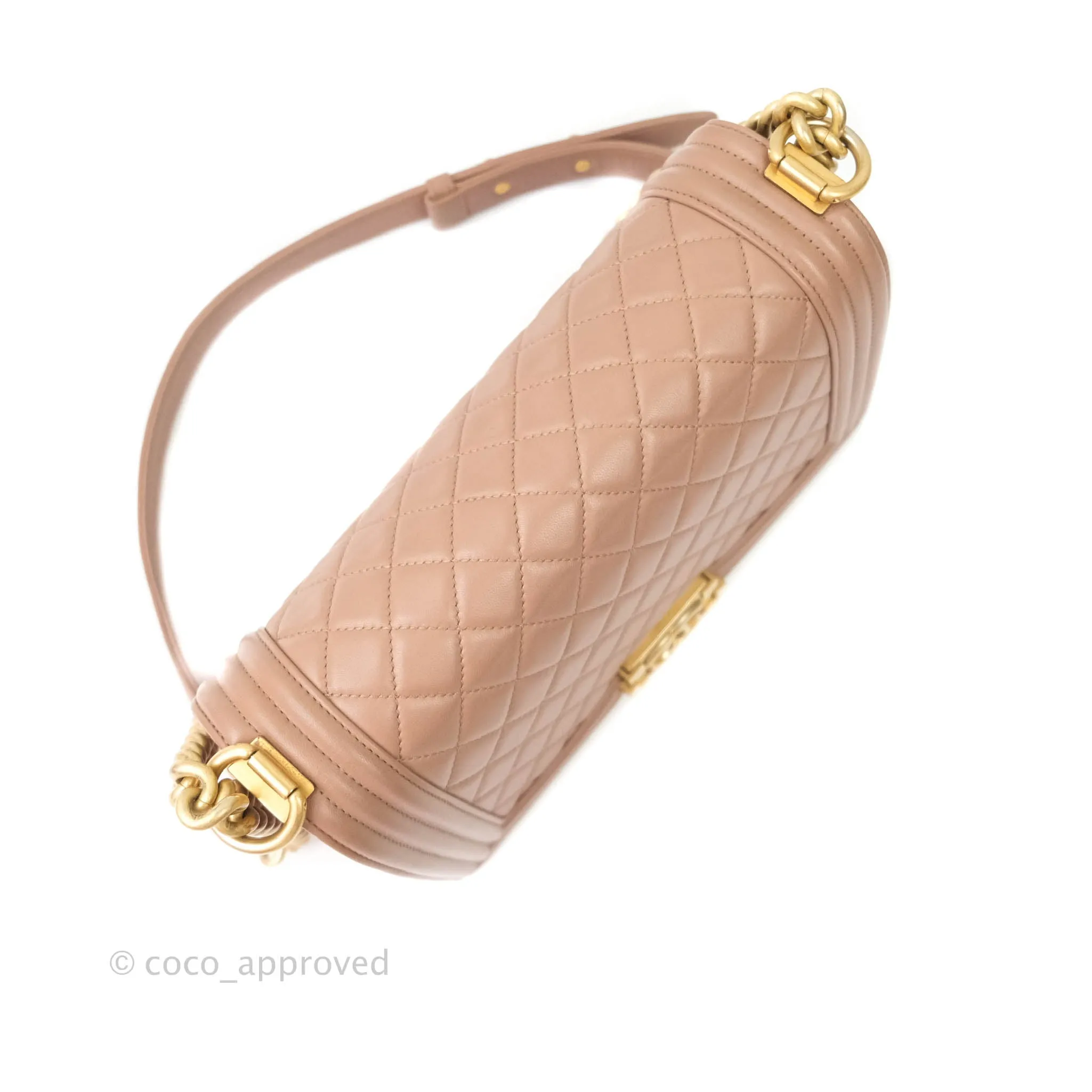 Chanel Quilted Medium Lambskin Boy Flap Pink Aged Gold Hardware