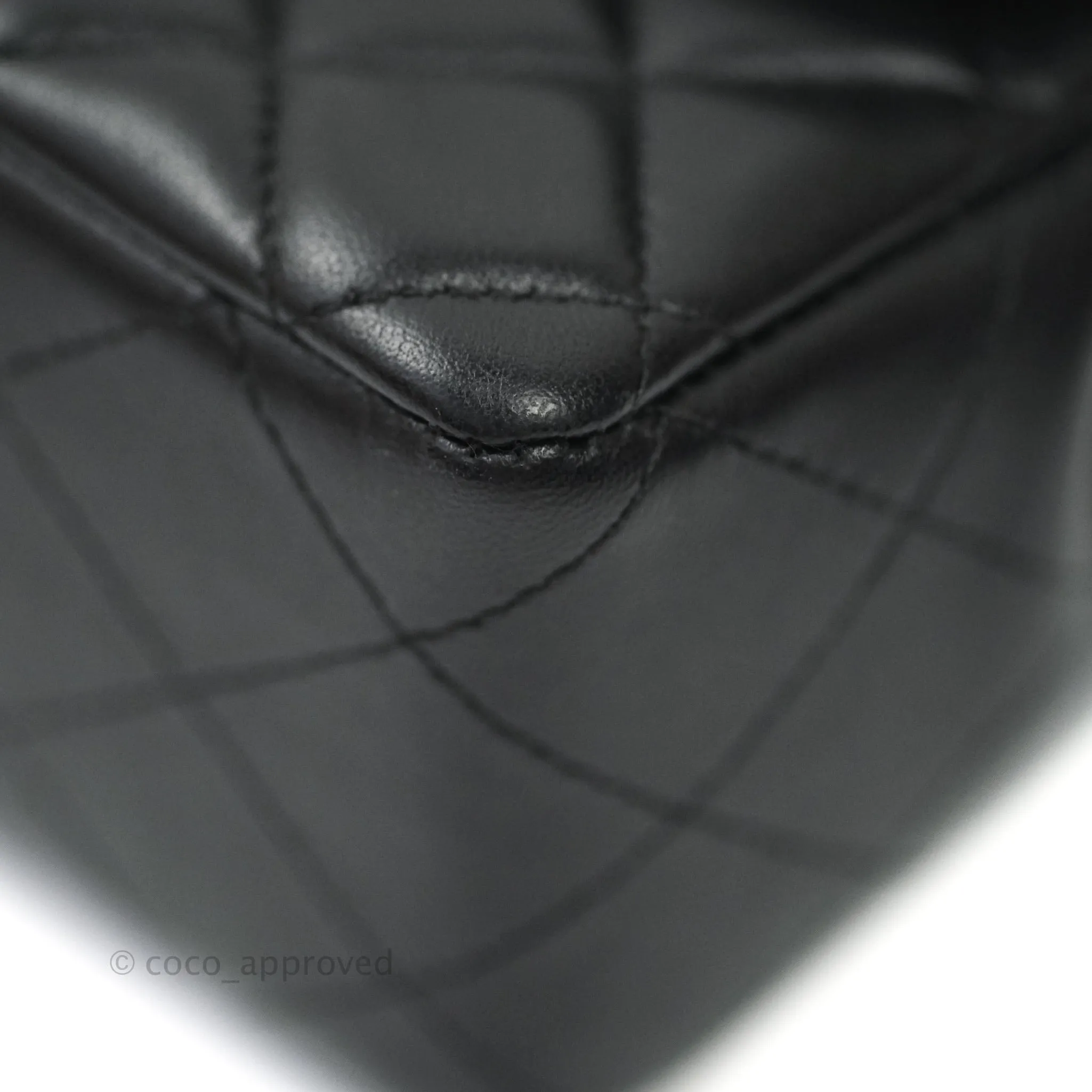 Chanel Quilted Mini Rectangular Black Lambskin Silver Hardware