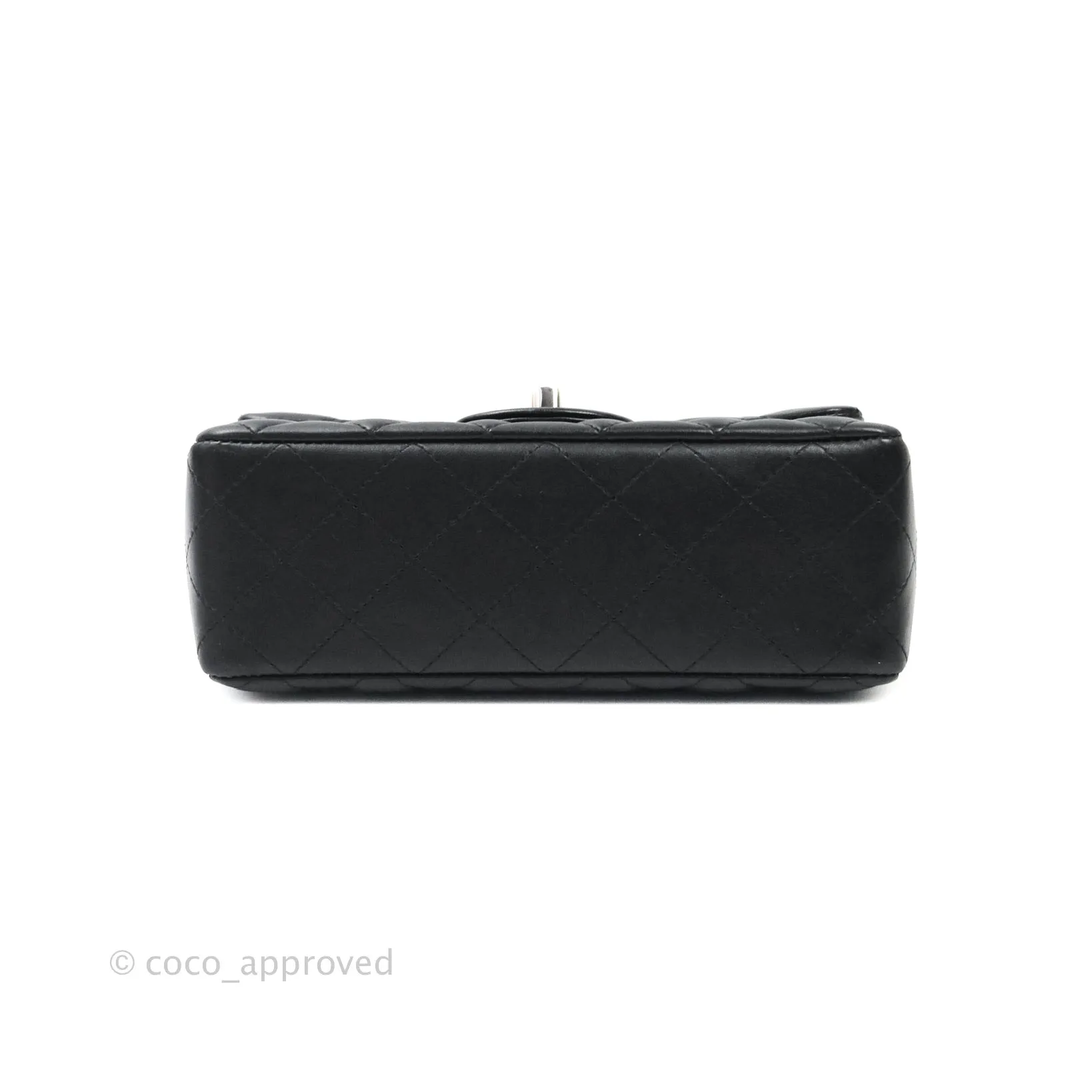 Chanel Quilted Mini Rectangular Black Lambskin Silver Hardware