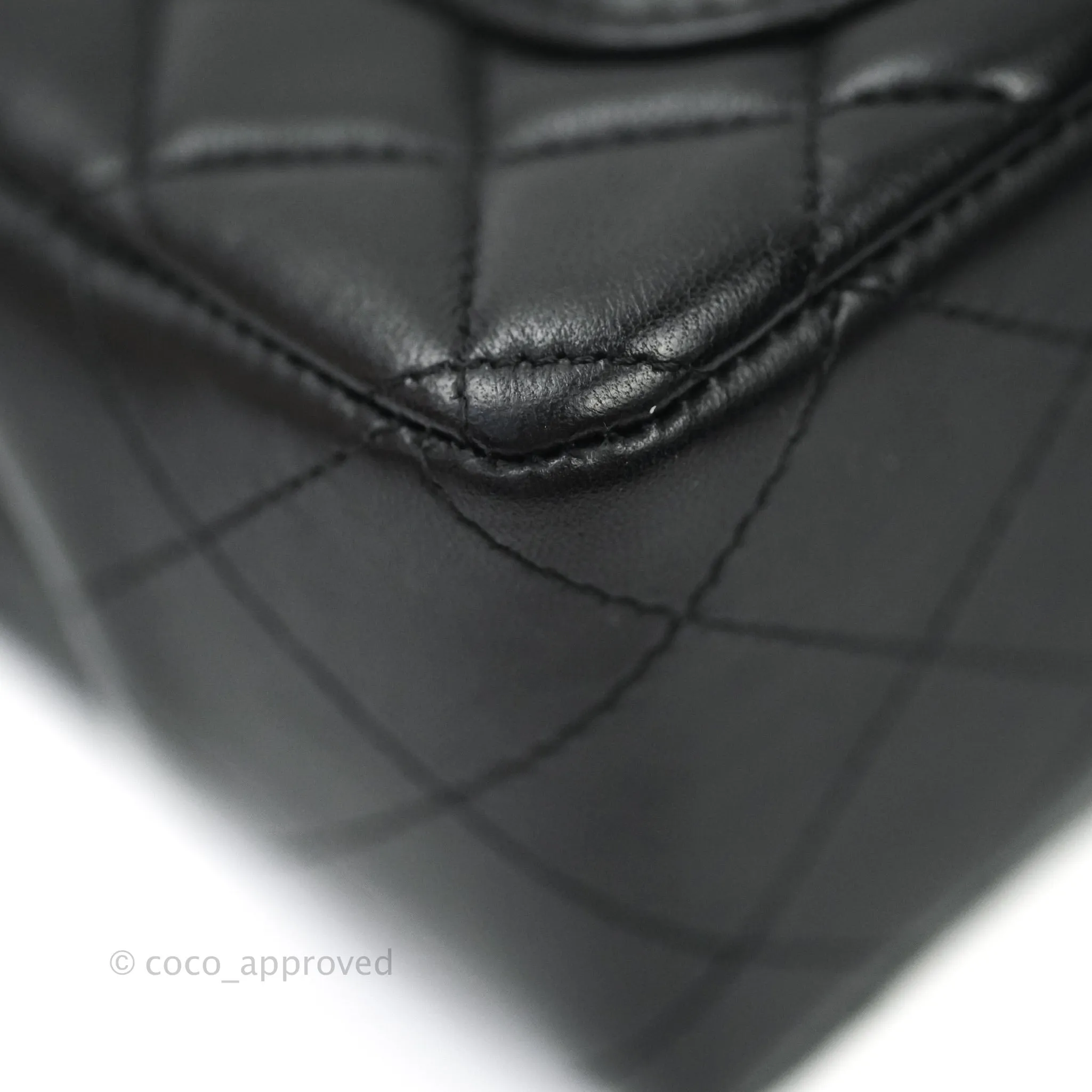 Chanel Quilted Mini Rectangular Black Lambskin Silver Hardware