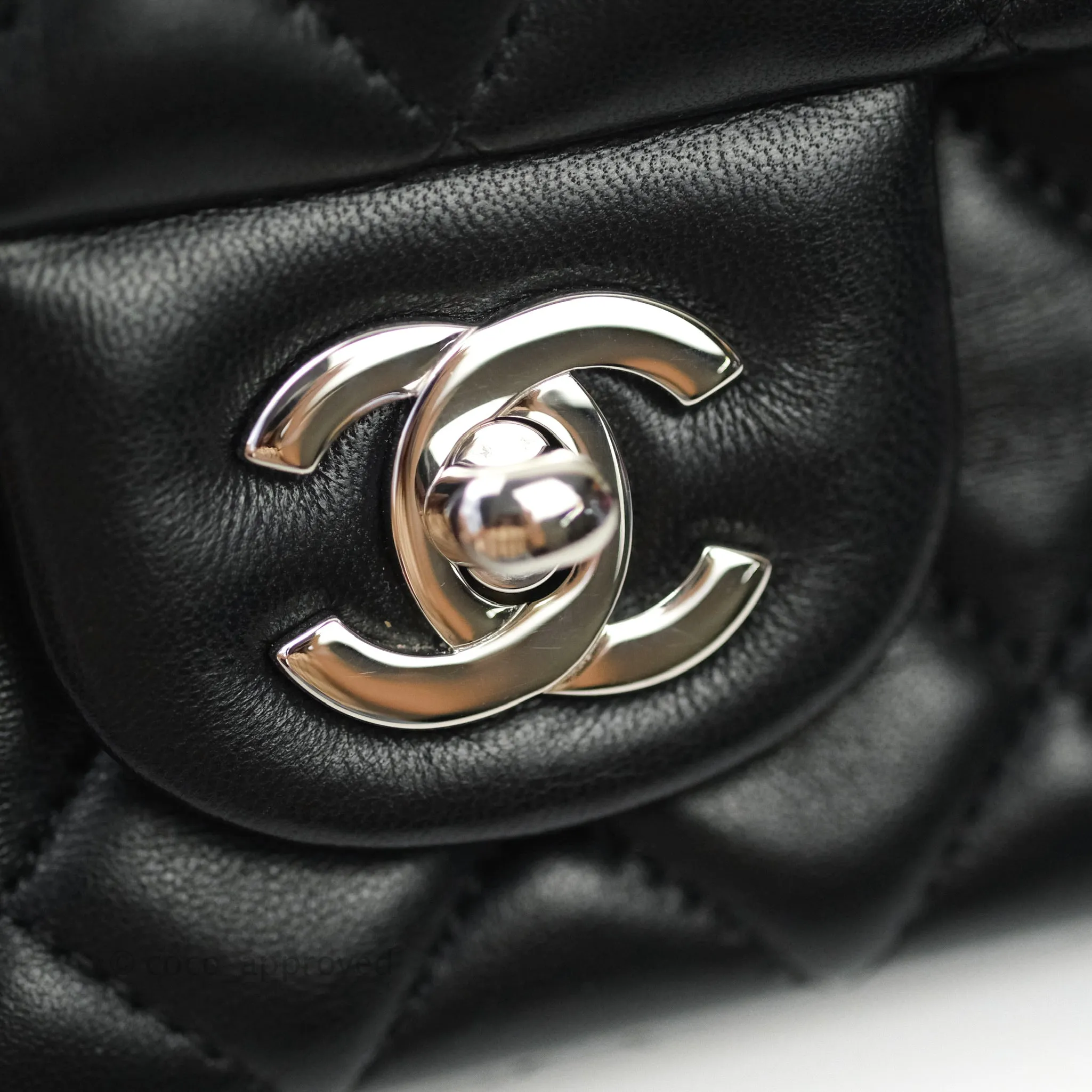Chanel Quilted Mini Rectangular Black Lambskin Silver Hardware