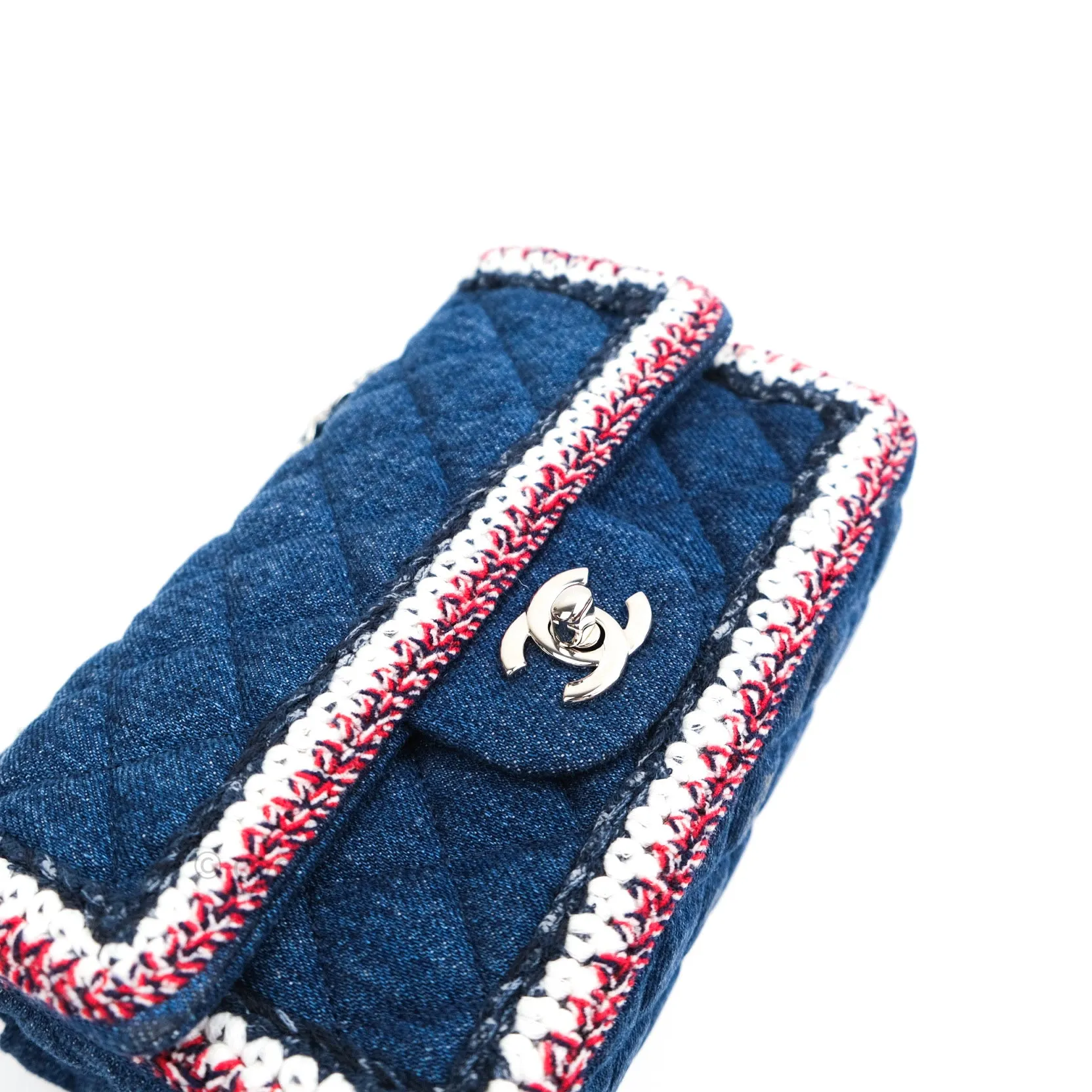 Chanel Quilted Mini Rectangular Denim Braided Classic Flap Bag
