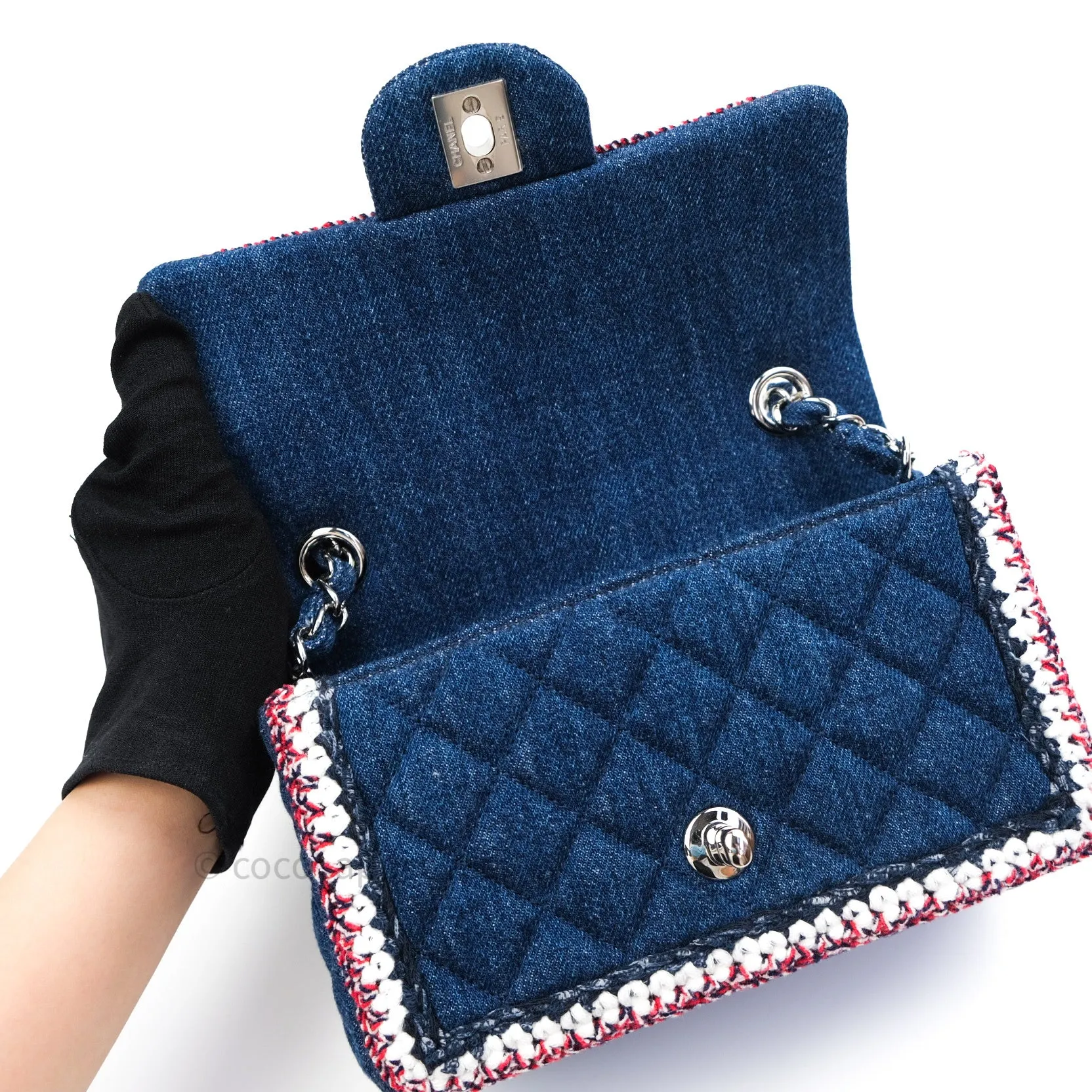 Chanel Quilted Mini Rectangular Denim Braided Classic Flap Bag