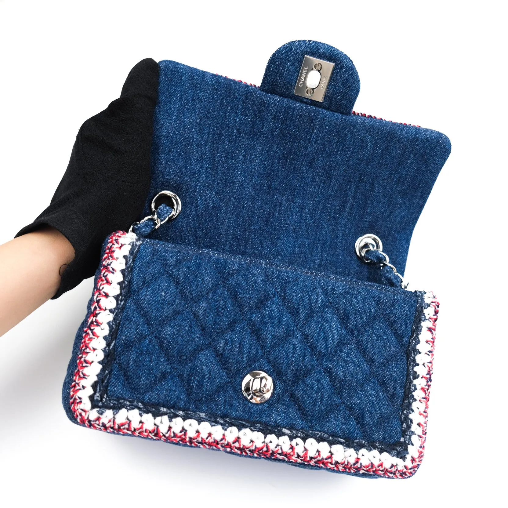Chanel Quilted Mini Rectangular Denim Braided Classic Flap Bag