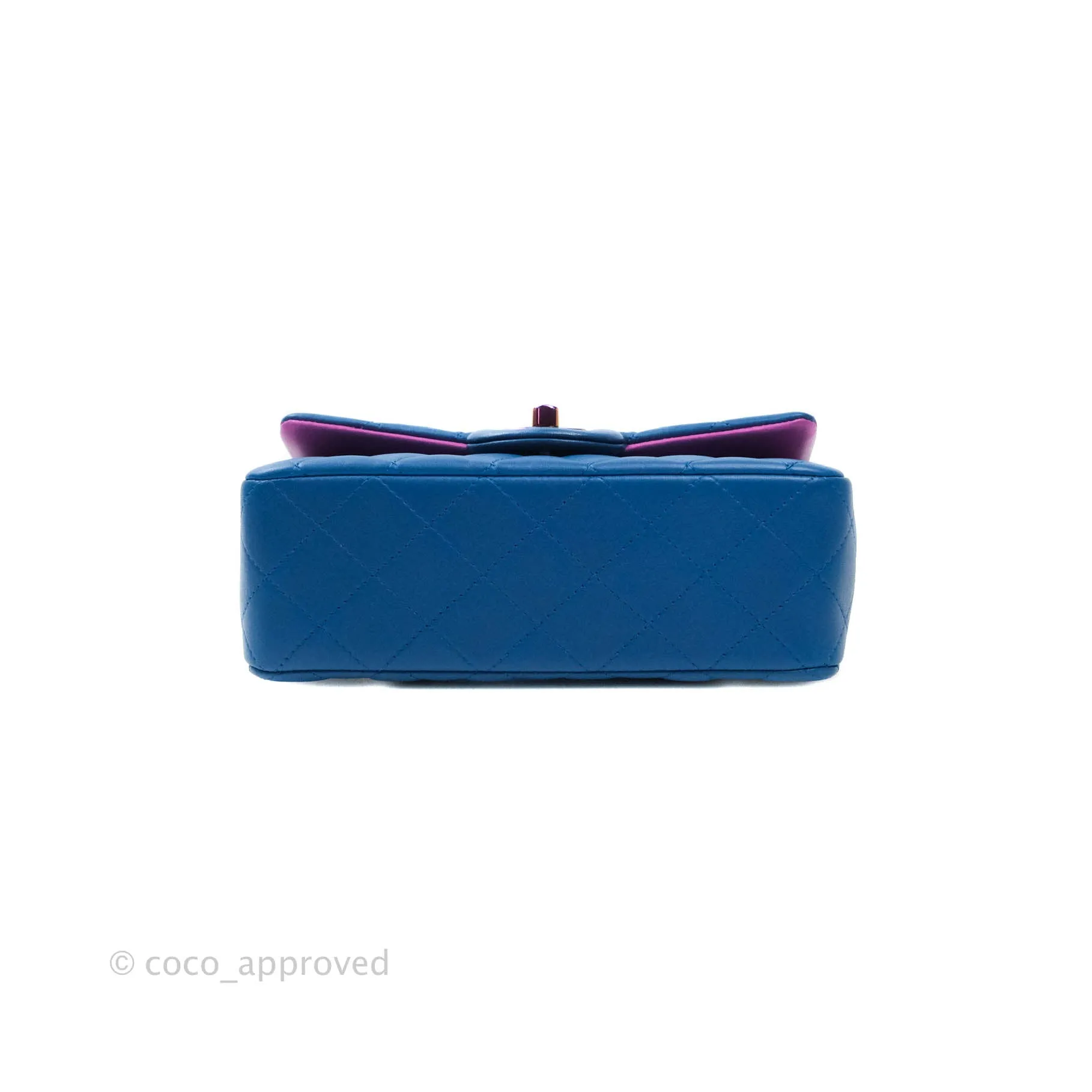 Chanel Quilted Mini Rectangular Flap Blue & Purple Lambskin Rainbow Hardware 21C