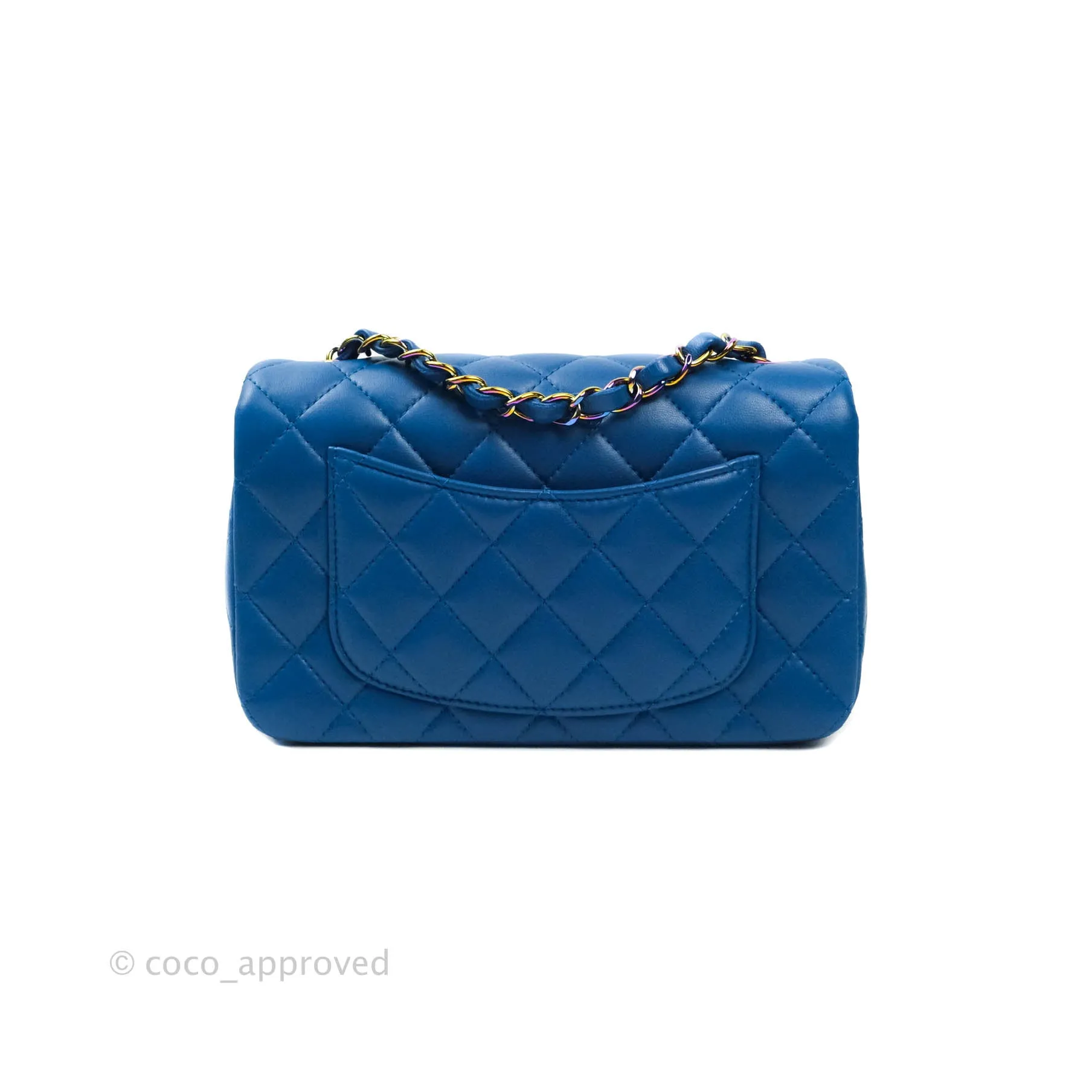 Chanel Quilted Mini Rectangular Flap Blue & Purple Lambskin Rainbow Hardware 21C