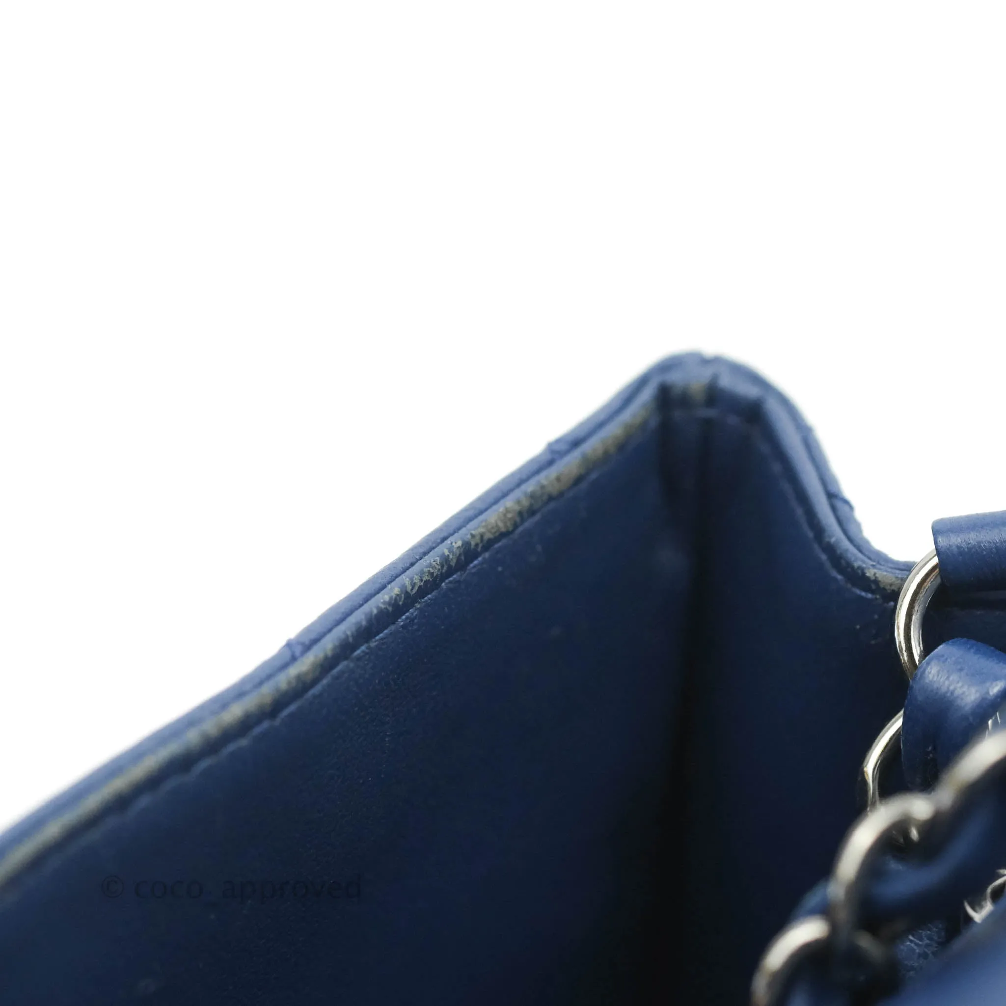 Chanel Quilted Mini Rectangular Flap Dark Blue Lambskin Gun Metal