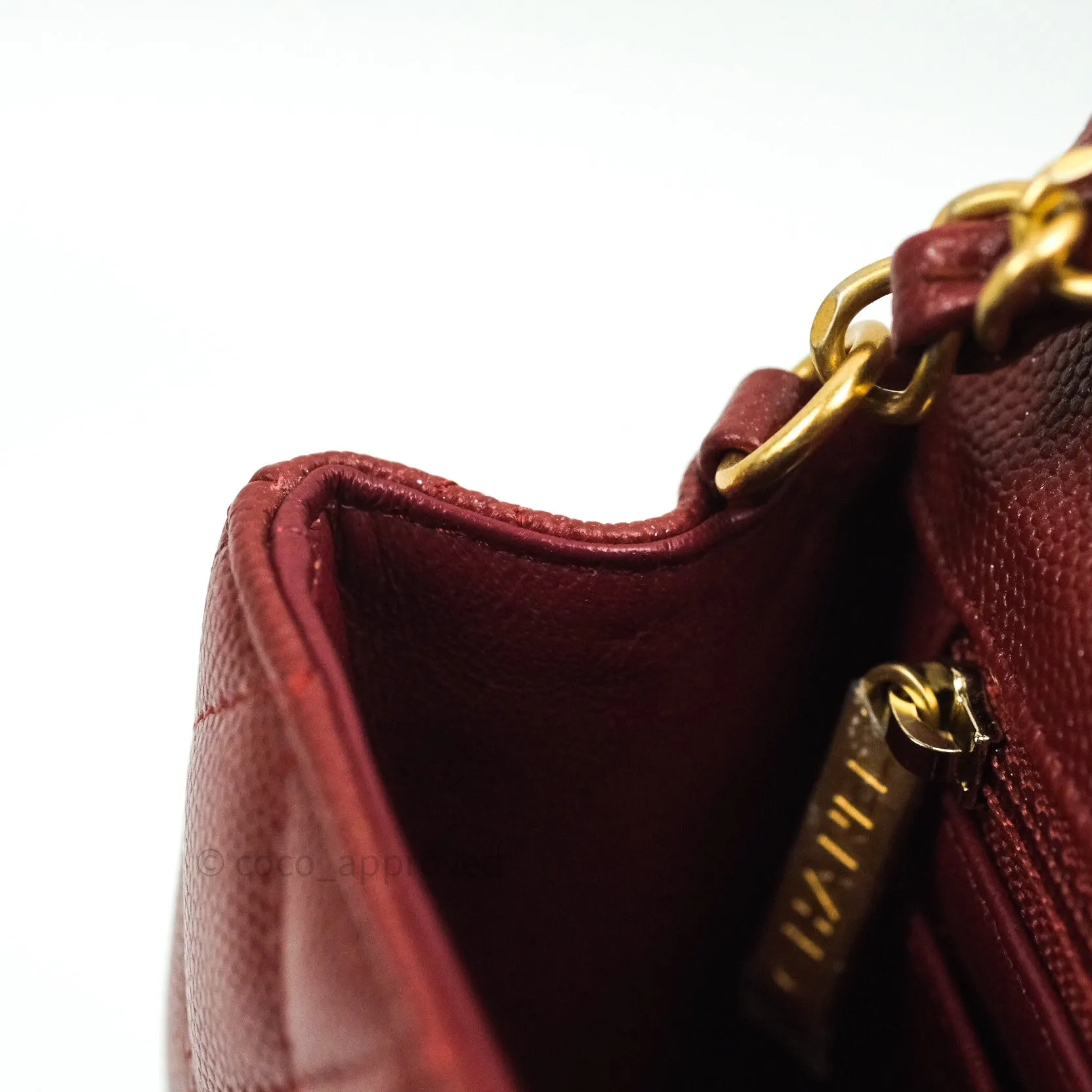 Chanel Quilted Mini Rectangular Iridescent Burgundy Gold Hardware
