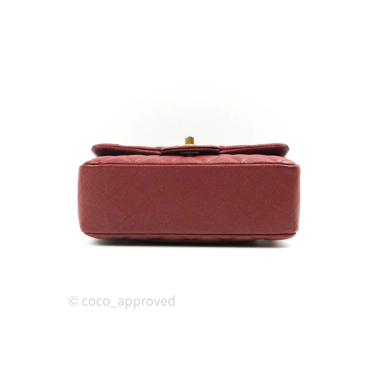 Chanel Quilted Mini Rectangular Iridescent Burgundy Gold Hardware