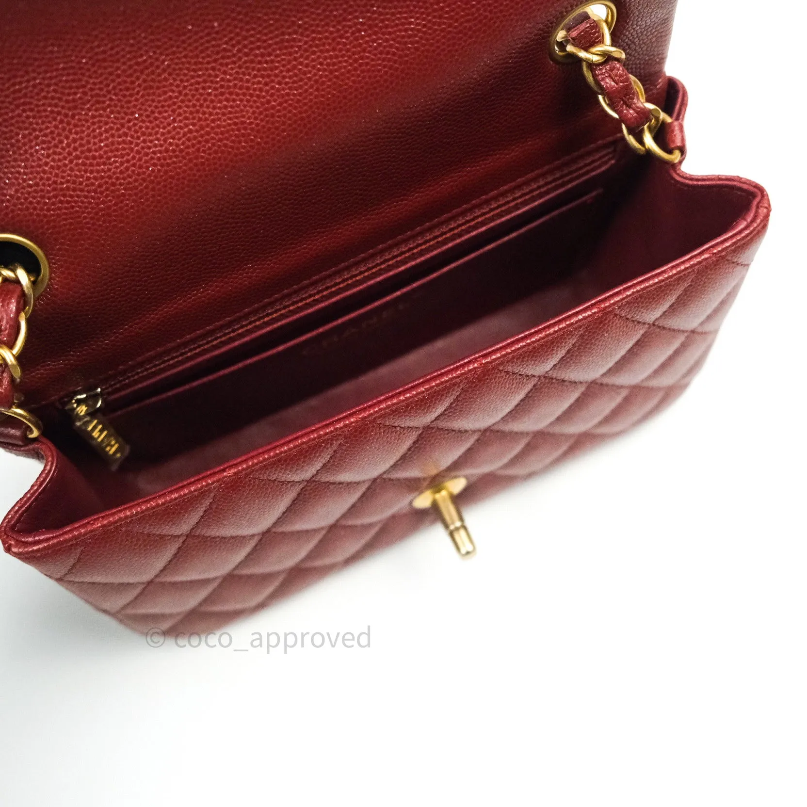 Chanel Quilted Mini Rectangular Iridescent Burgundy Gold Hardware