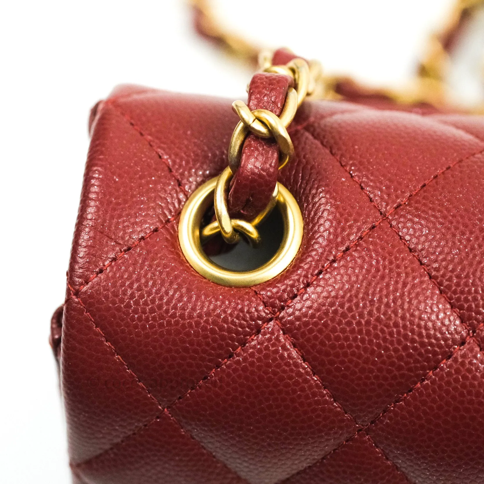 Chanel Quilted Mini Rectangular Iridescent Burgundy Gold Hardware