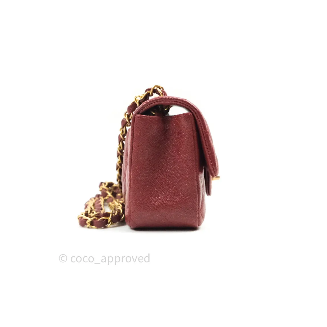 Chanel Quilted Mini Rectangular Iridescent Burgundy Gold Hardware