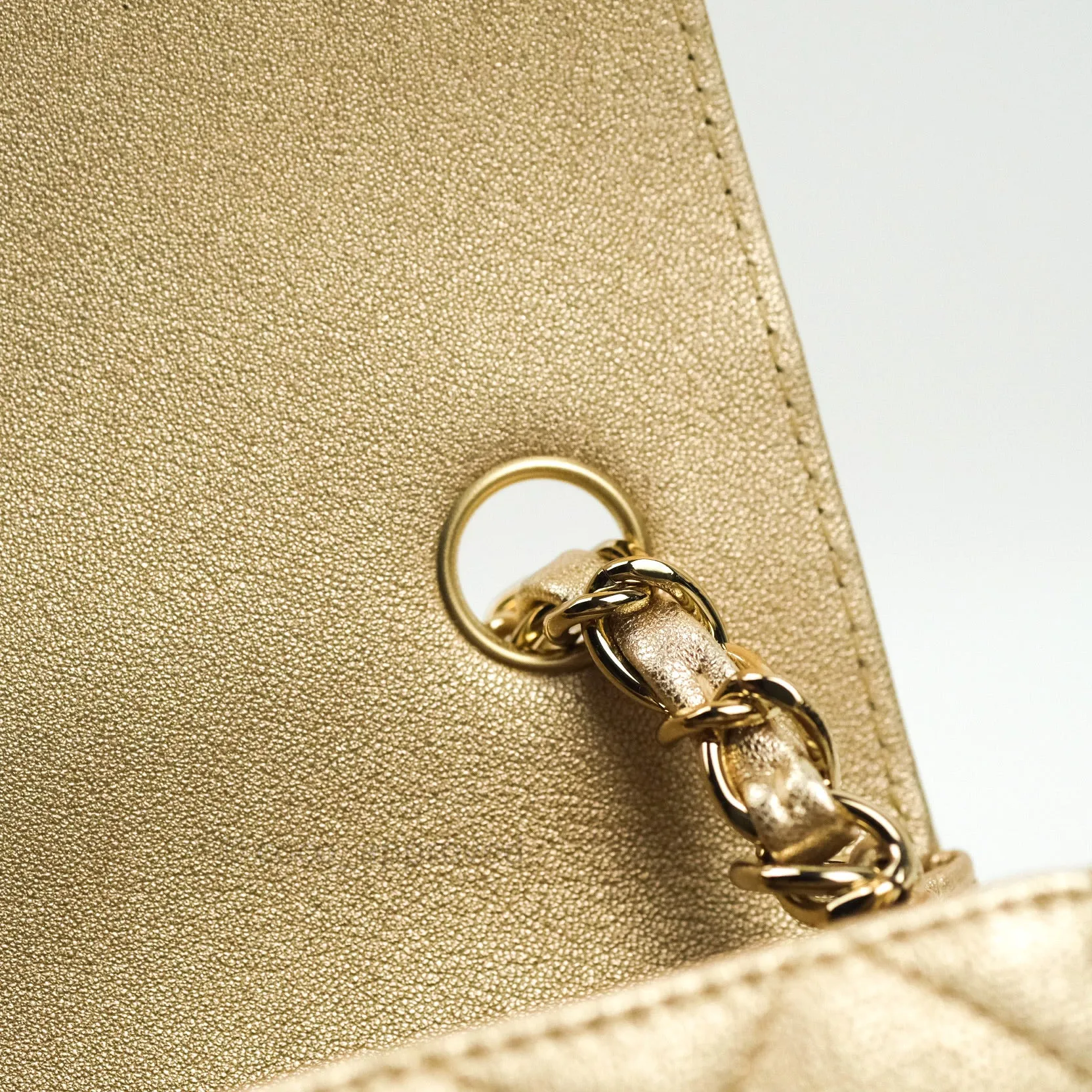 Chanel Quilted Mini Rectangular Iridescent Gold Lambskin Gold Hardware