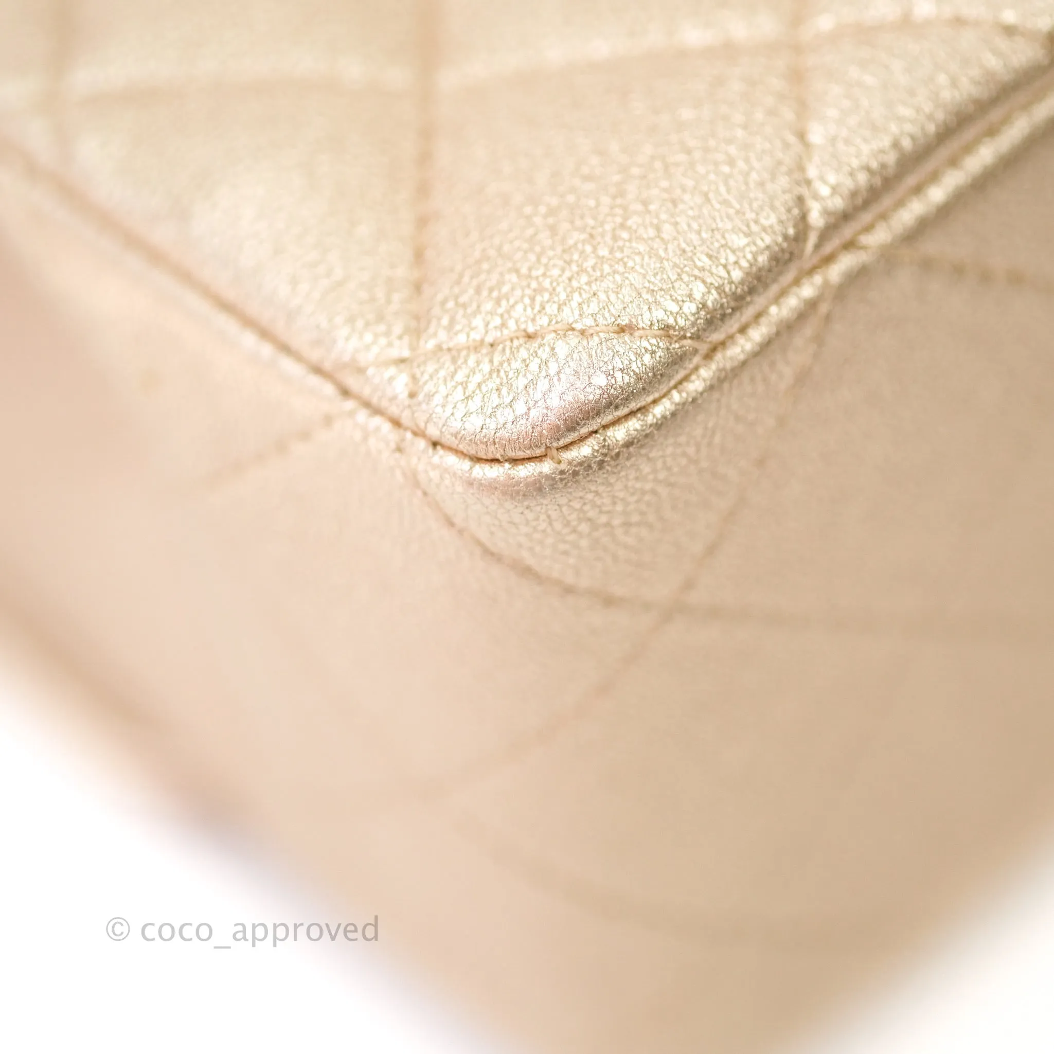 Chanel Quilted Mini Rectangular Iridescent Gold Lambskin Gold Hardware