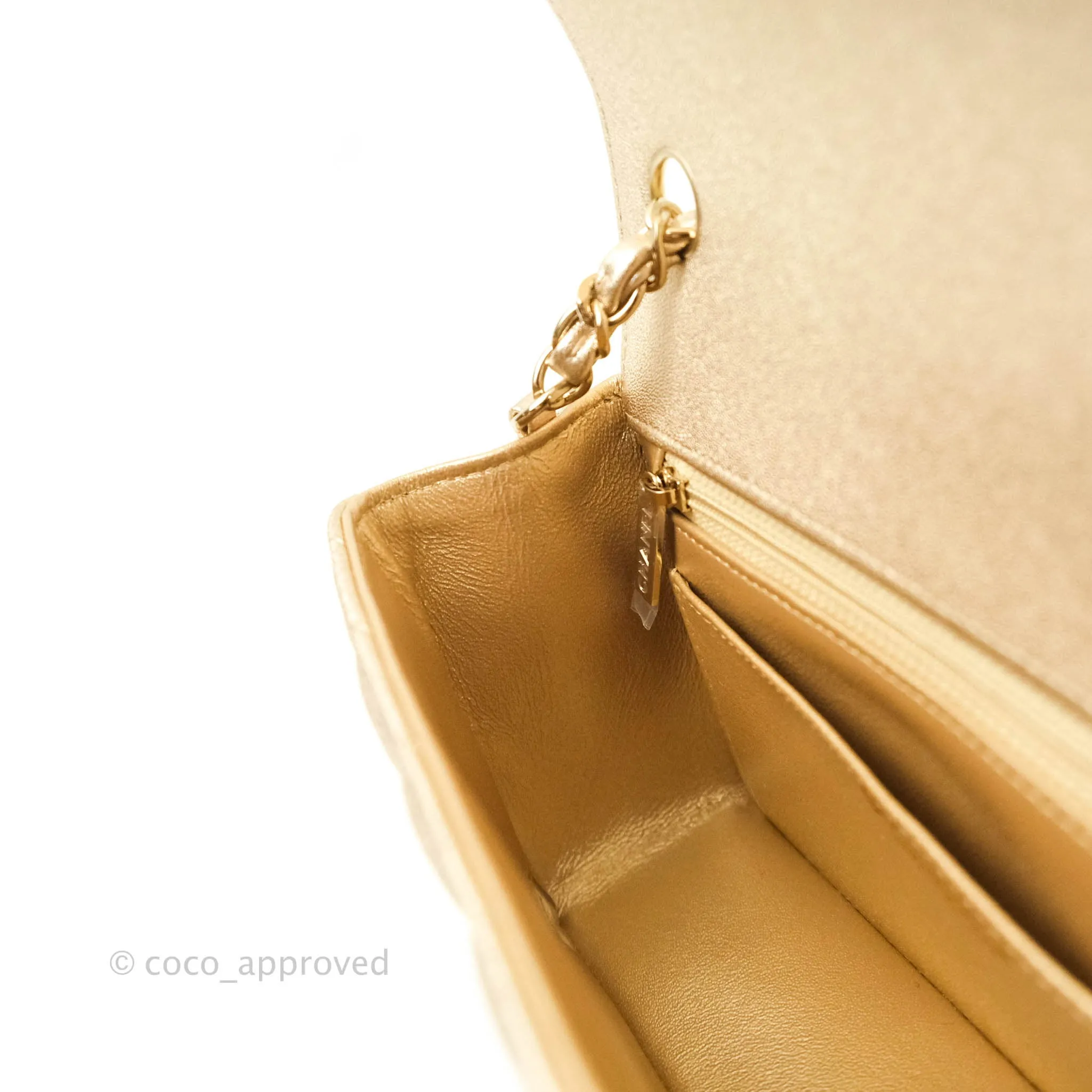 Chanel Quilted Mini Rectangular Iridescent Gold Lambskin Gold Hardware