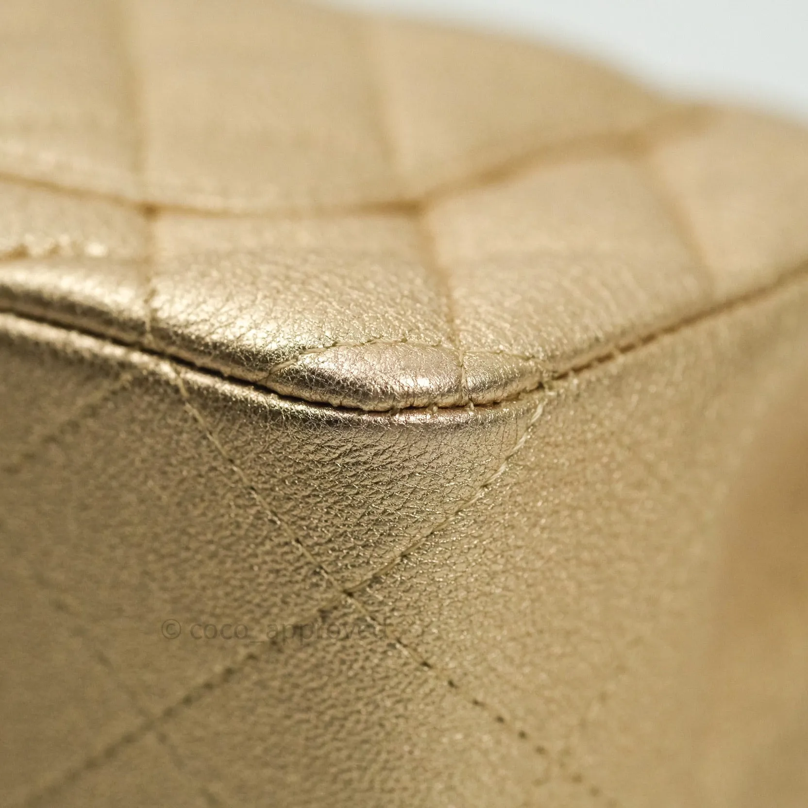 Chanel Quilted Mini Rectangular Iridescent Gold Lambskin Gold Hardware