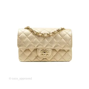 Chanel Quilted Mini Rectangular Iridescent Gold Lambskin Gold Hardware